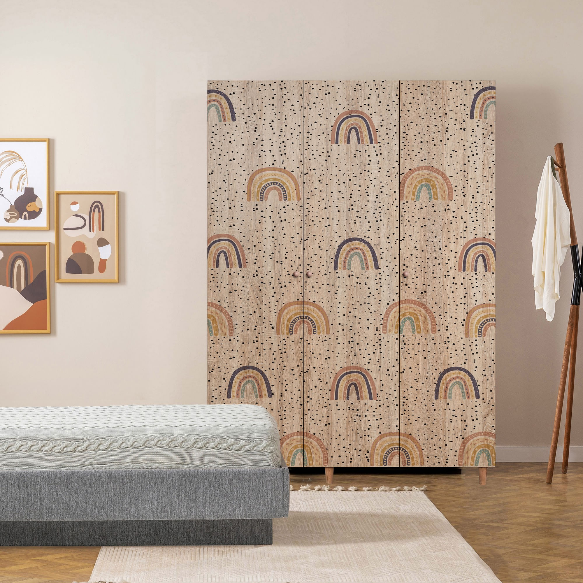Dulap Hanah Home, PAL melaminat, 135 x 52 x 192 cm, stejar sonoma, lemn masiv, 869VEL8657 — imaginea 3