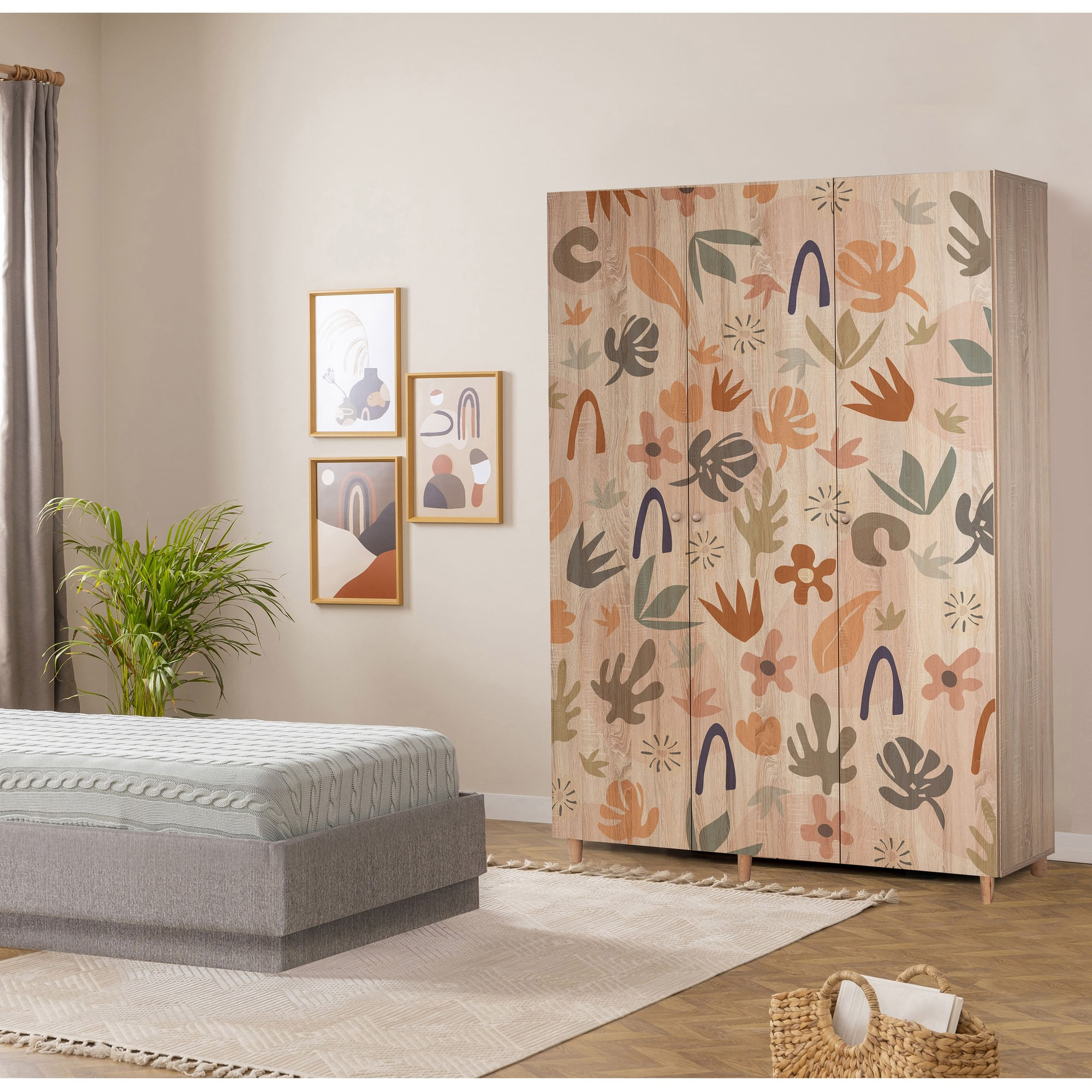 Dulap Hanah Home, PAL melaminat, 135 x 52 x 192 cm, stejar sonoma, lemn masiv, 869VEL8654 — imaginea 4