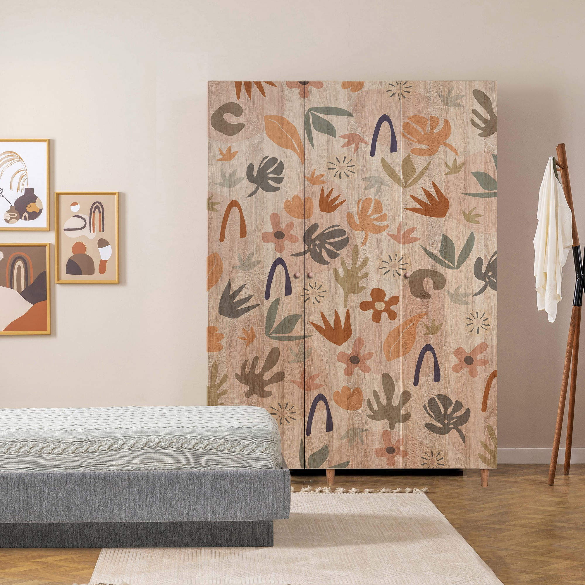 Dulap Hanah Home, PAL melaminat, 135 x 52 x 192 cm, stejar sonoma, lemn masiv, 869VEL8654 — imaginea 5