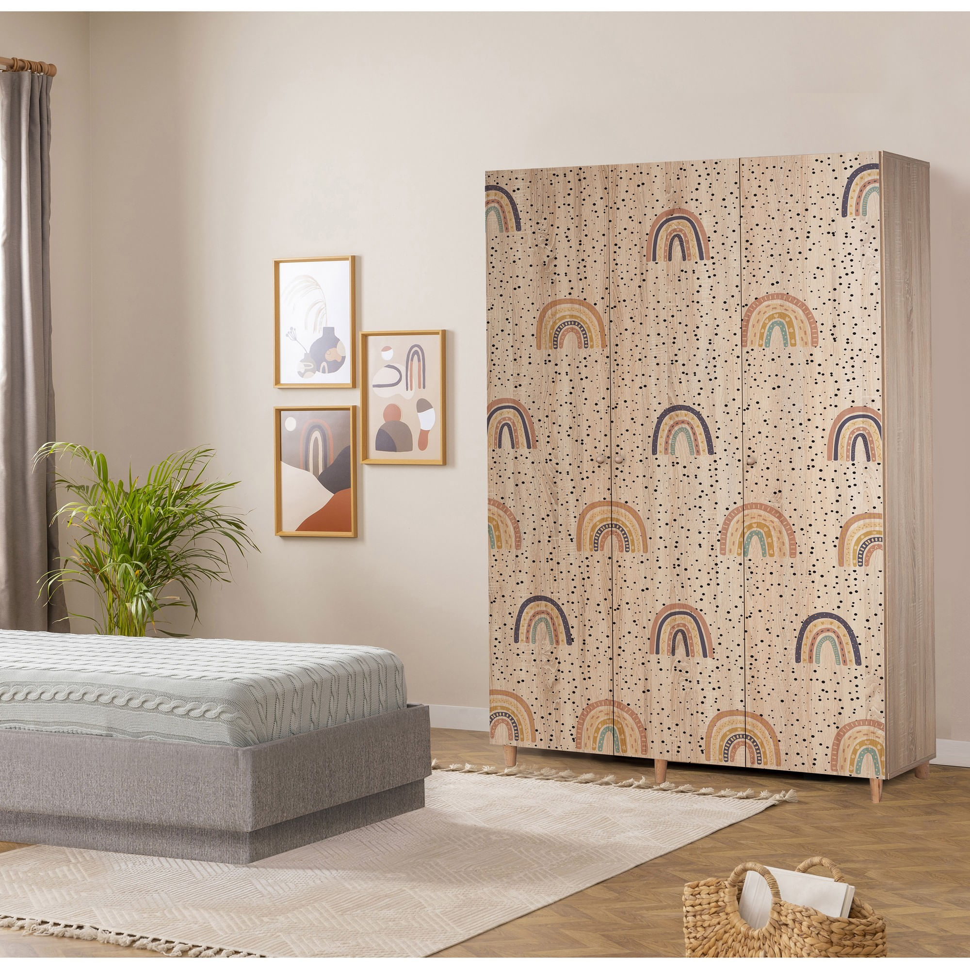 Dulap Hanah Home, PAL melaminat, 135 x 52 x 192 cm, stejar sonoma, lemn masiv, 869VEL8657 — imaginea 5