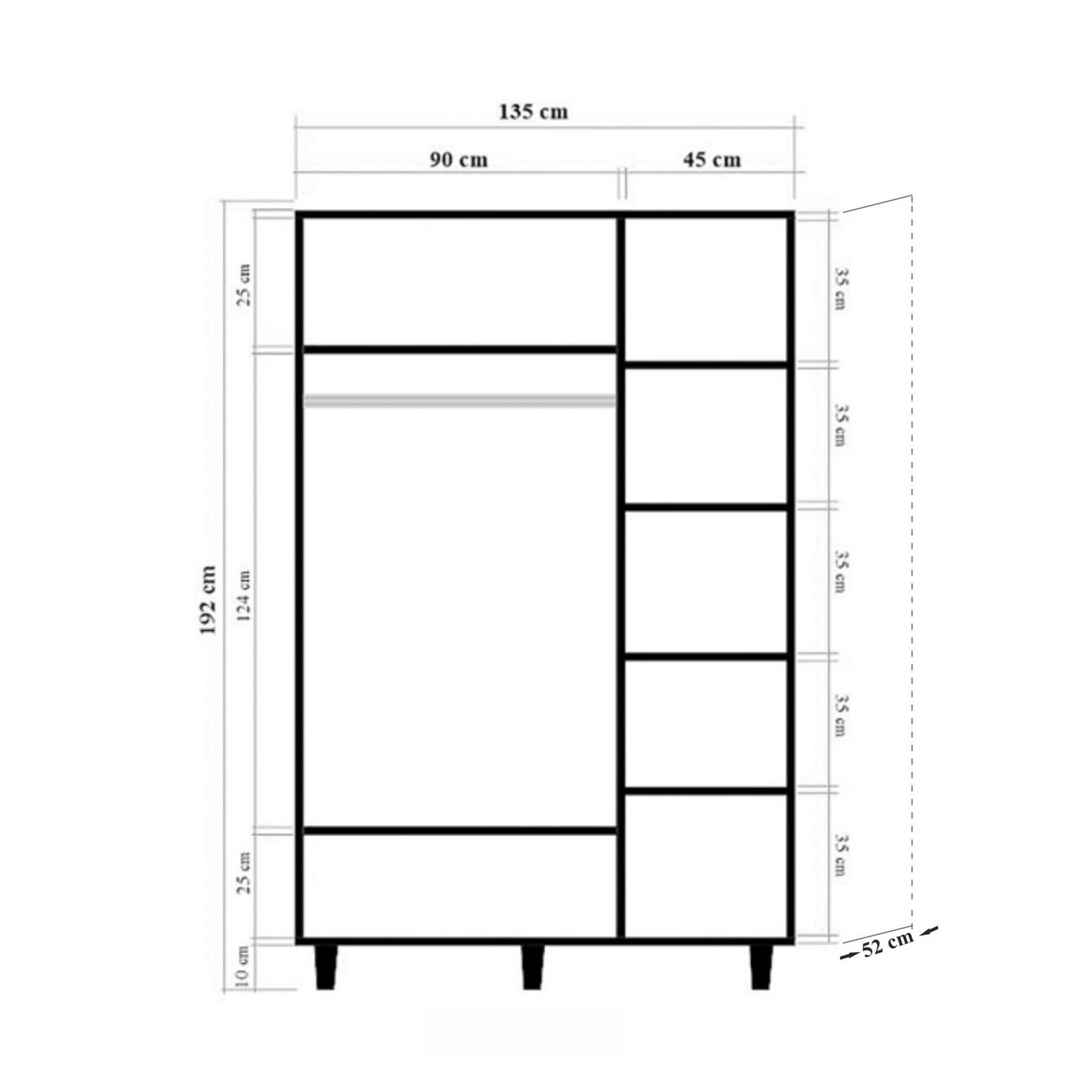 Dulap Hanah Home, PAL melaminat, 135 x 52 x 192 cm, stejar sonoma, lemn masiv, 869VEL8660 — imaginea 5