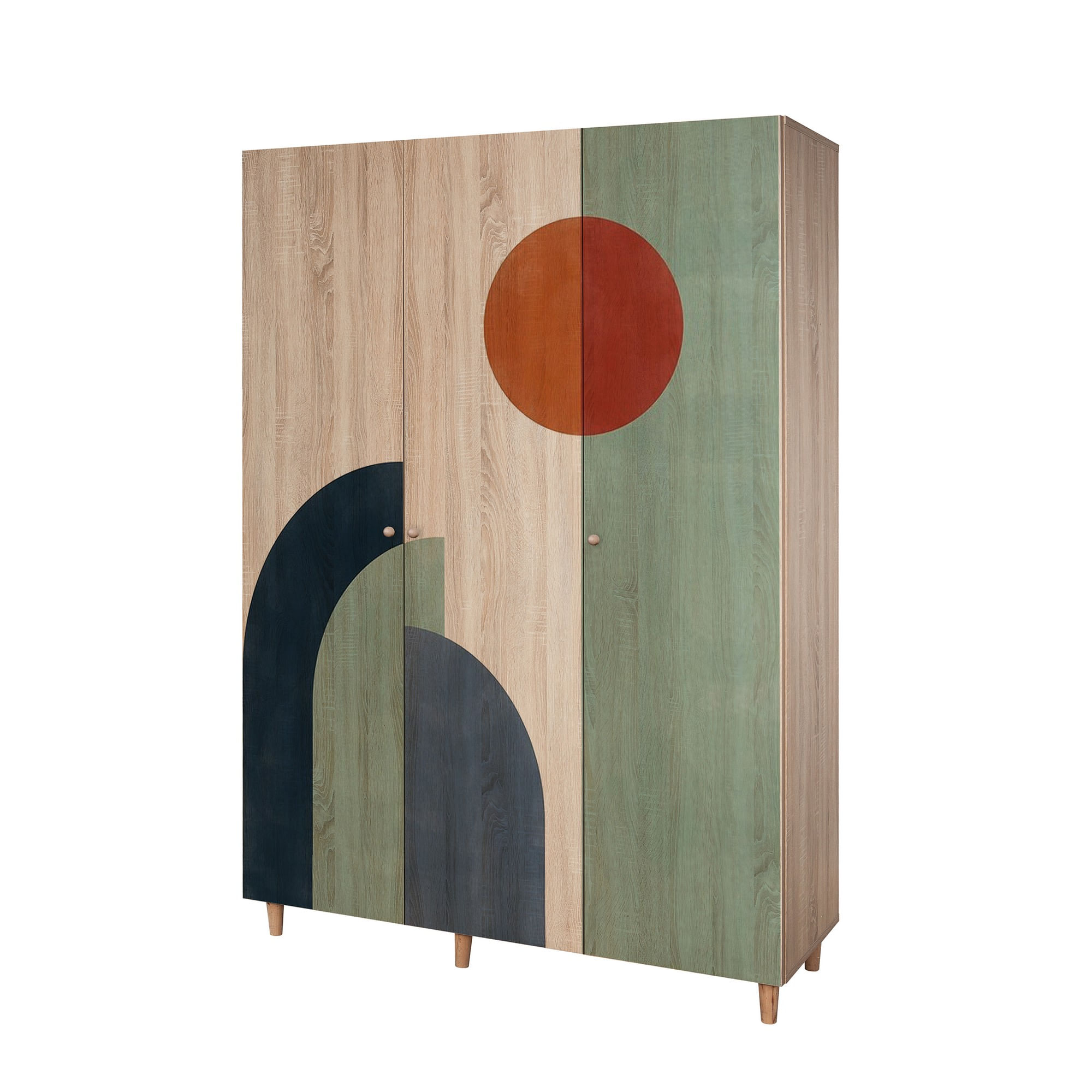 Dulap Hanah Home, PAL melaminat, 135 x 52 x 192 cm, stejar sonoma, lemn masiv, 869VEL8662 — imaginea 5