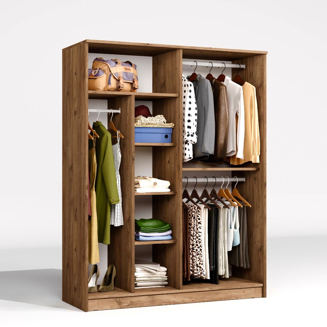 Dulap Hanah Home, PAL melaminat, 140 x 51.8 x 180 cm, atlantic pine, 350MWD1142 — imaginea 2