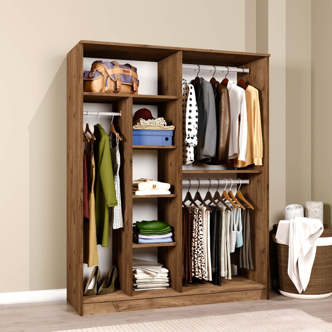 Dulap Hanah Home, PAL melaminat, 140 x 51.8 x 180 cm, atlantic pine, 350MWD1142 — imaginea 7