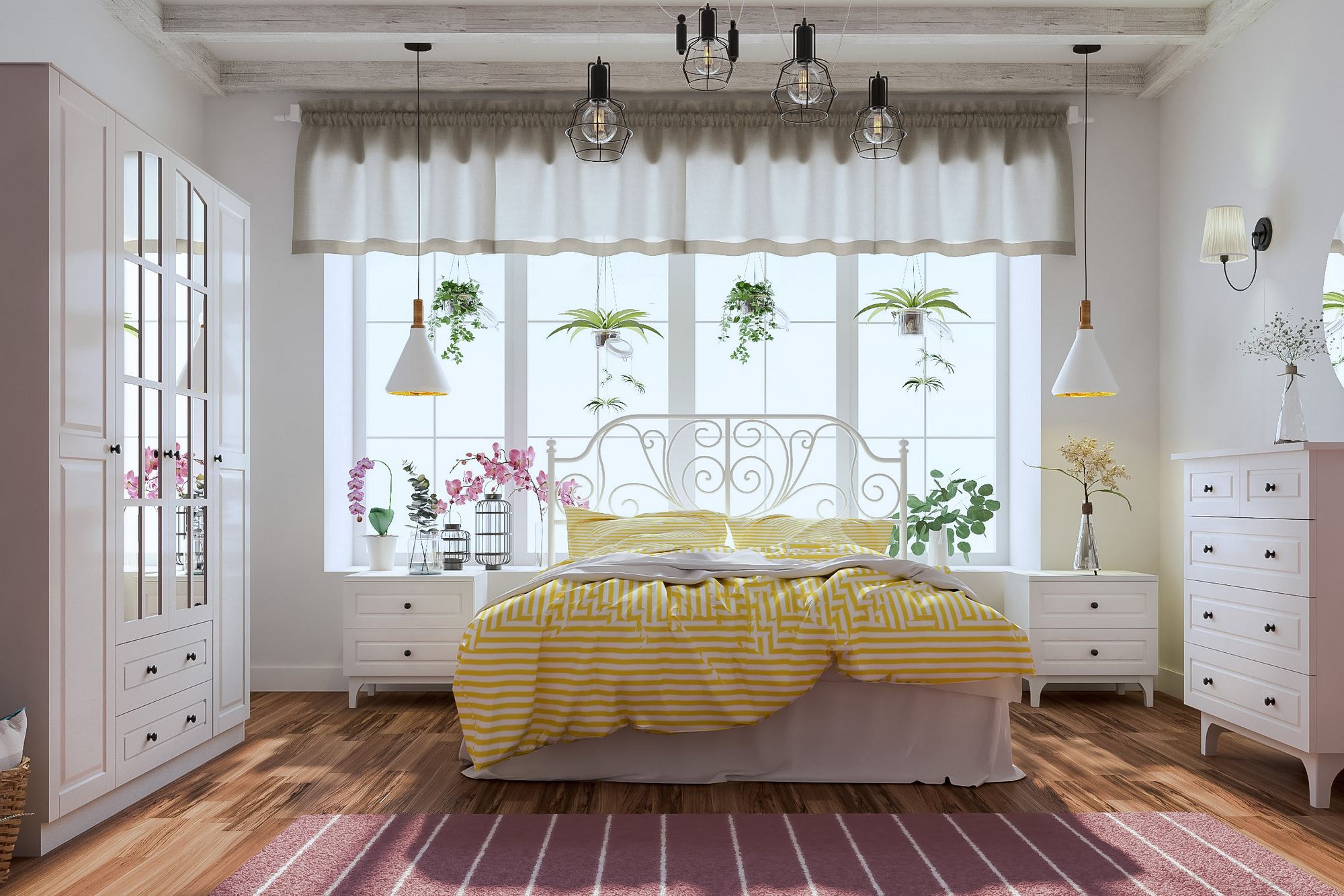 Dulap Hanah Home, PAL melaminat, 140 x 52 x 180 cm, alb mat, 167RAB1137 — imaginea 2