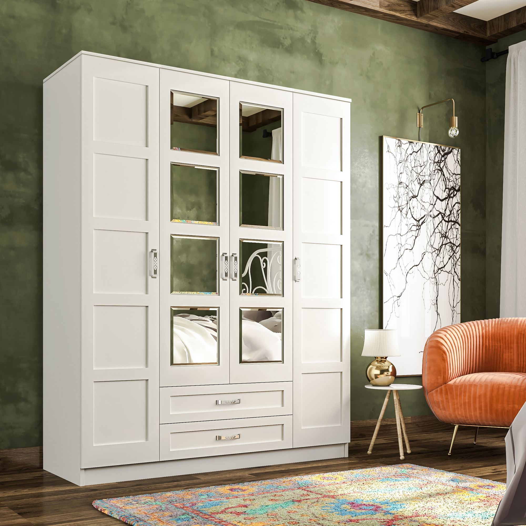 Dulap Hanah Home, PAL melaminat, 140 x 52 x 180 cm, alb mat, 167RAB1142