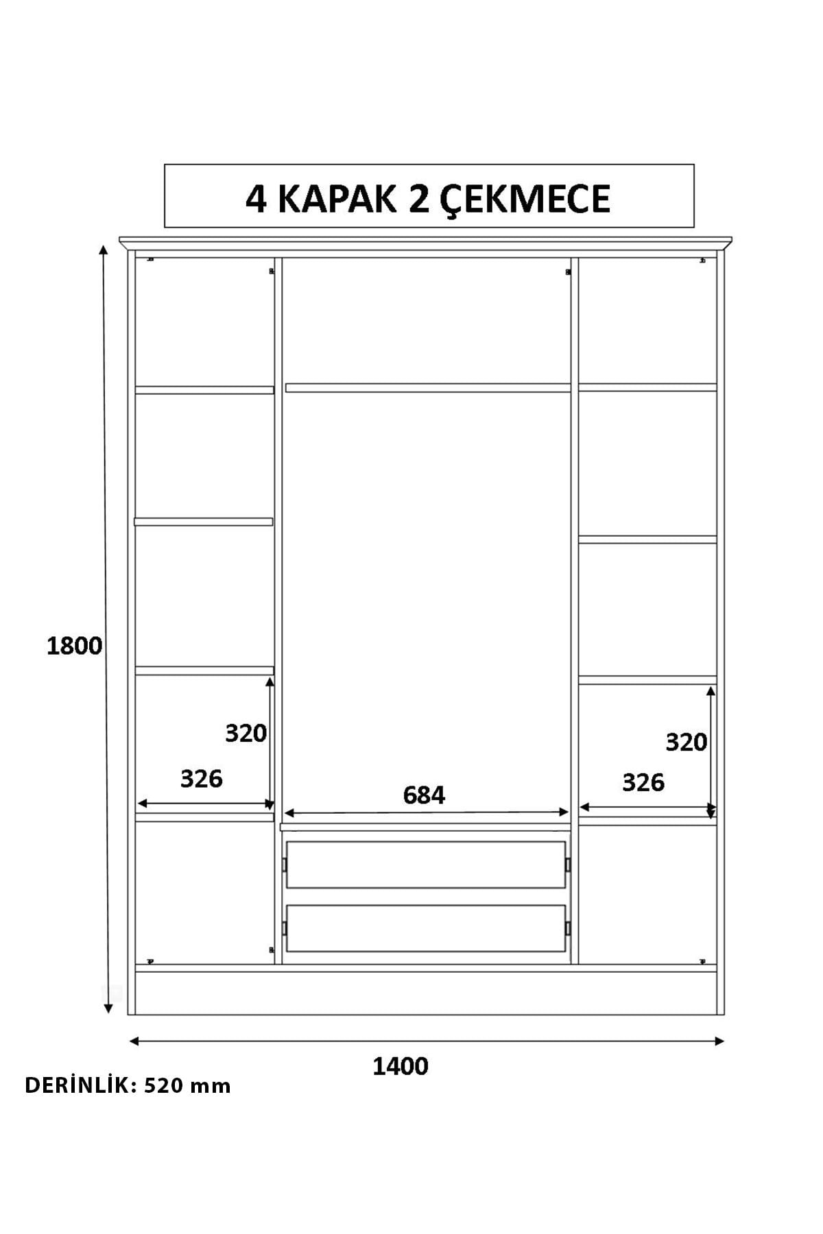 Dulap Hanah Home, PAL melaminat, 140 x 52 x 180 cm, alb mat, 167RAB1142 — imaginea 2