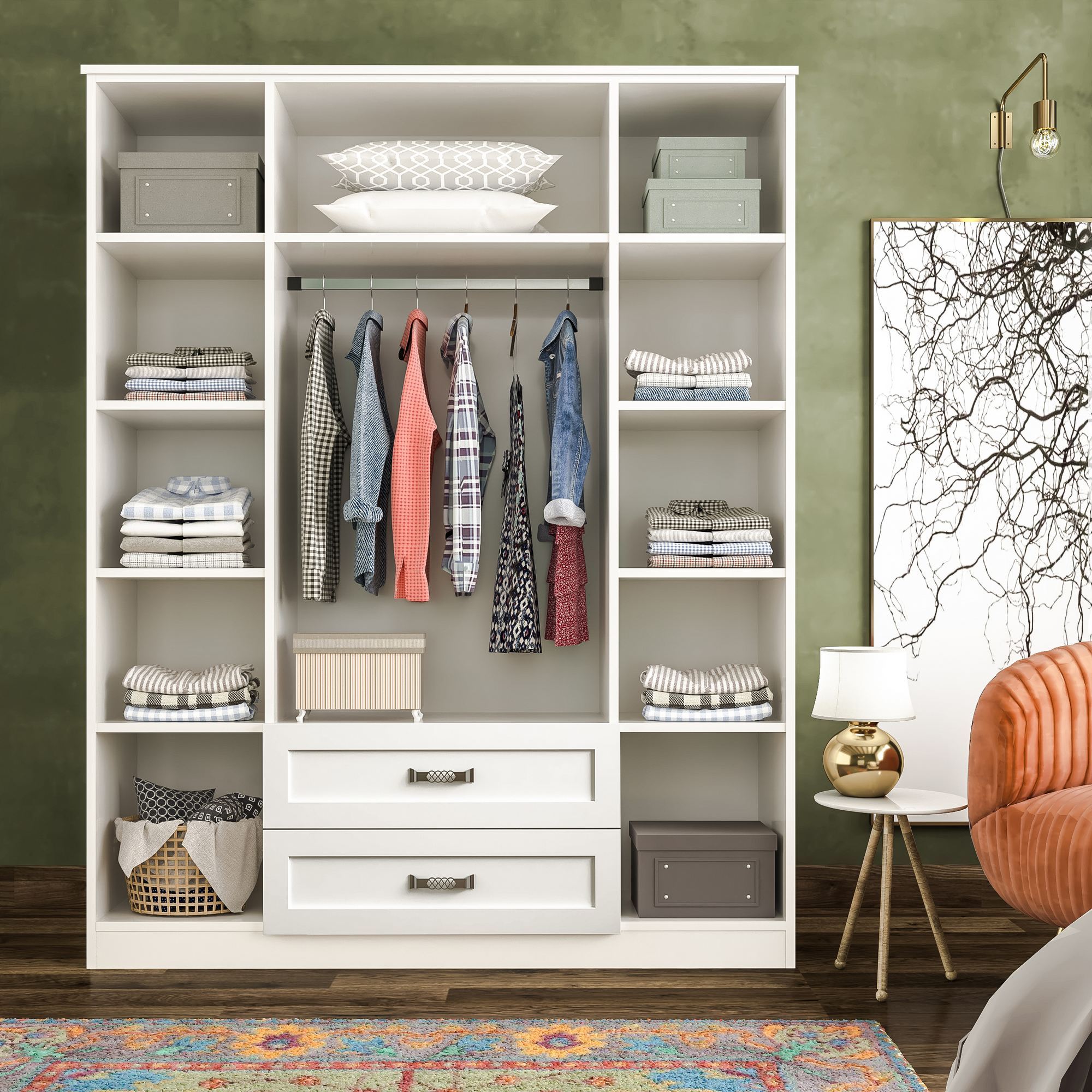 Dulap Hanah Home, PAL melaminat, 140 x 52 x 180 cm, alb mat, 167RAB1142 — imaginea 5