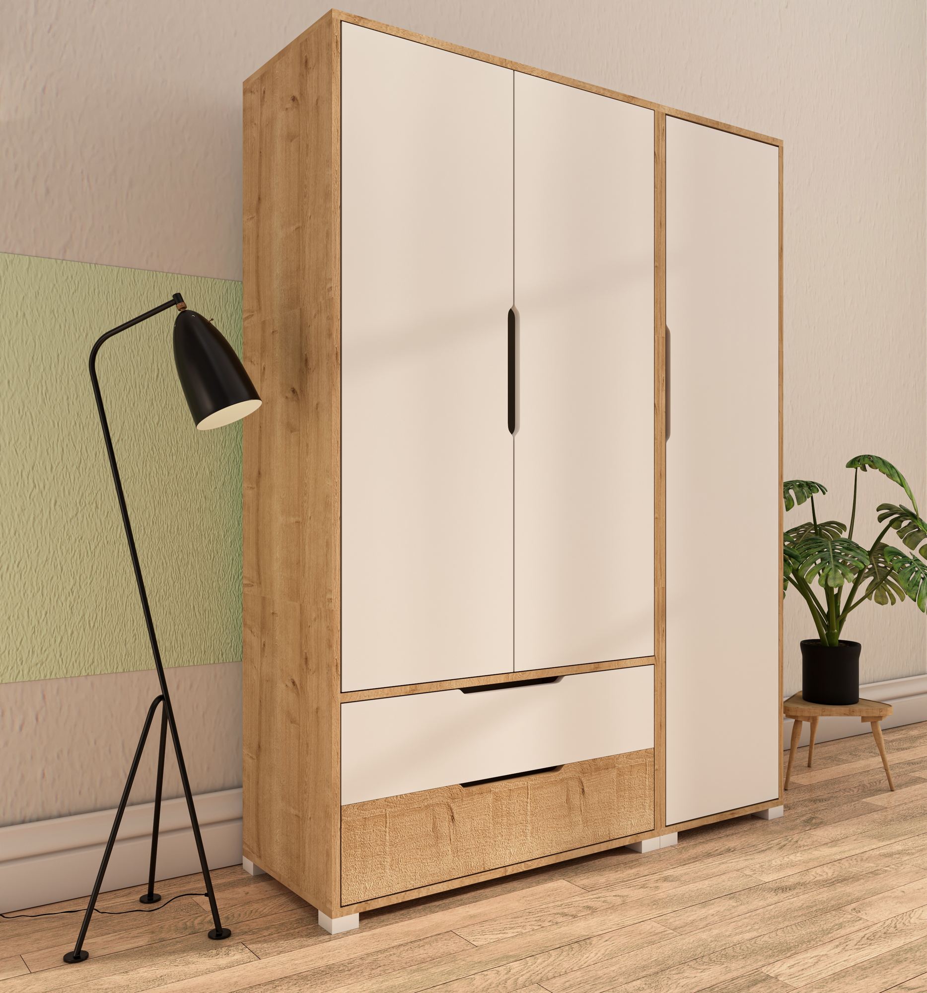 Dulap Hanah Home, PAL melaminat, 137 x 45 x 183 cm, sapphire stejar/alb, 469ORN1119 — imaginea 4