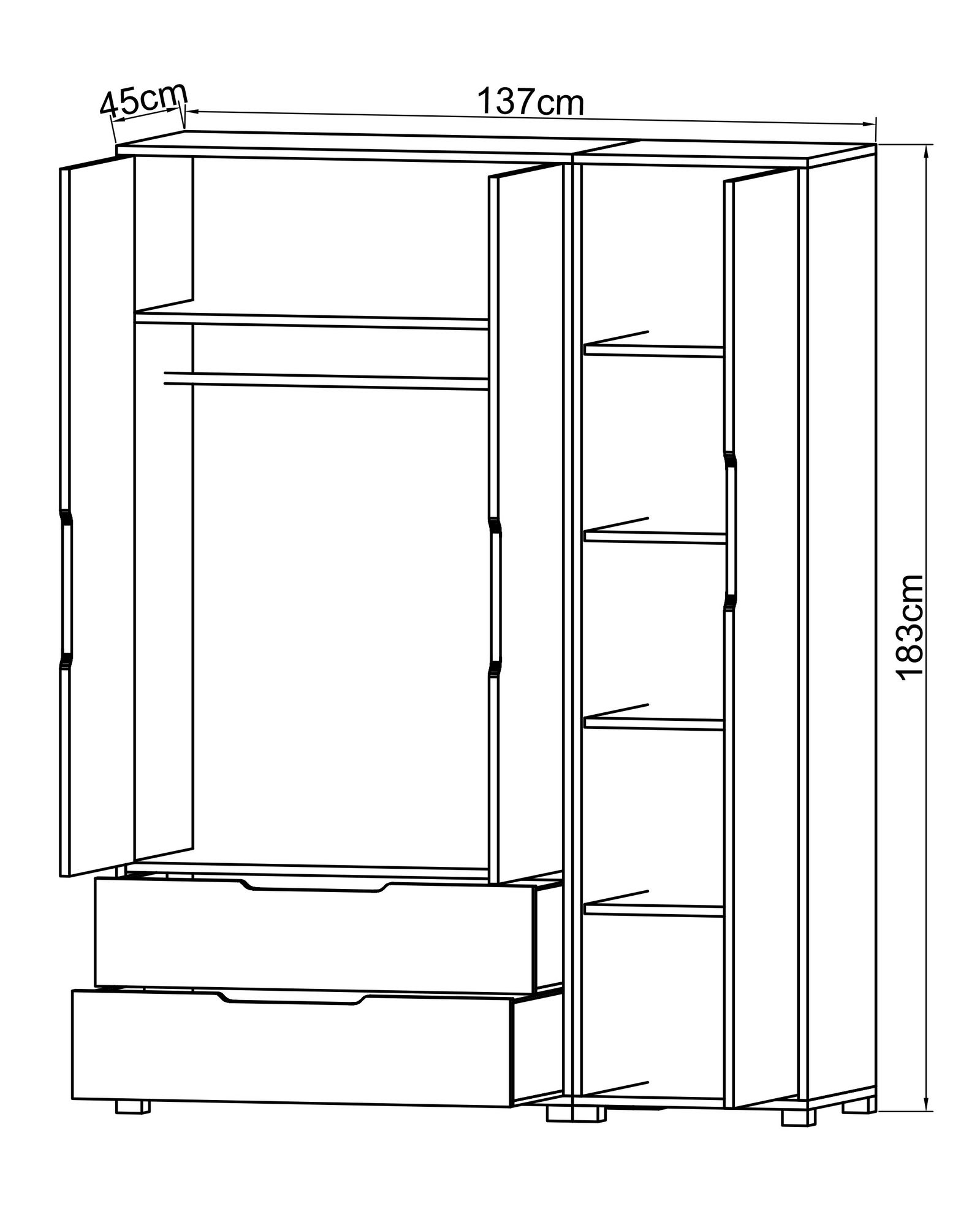 Dulap Hanah Home, PAL melaminat, 137 x 45 x 183 cm, alb, 469ORN1118 — imaginea 4