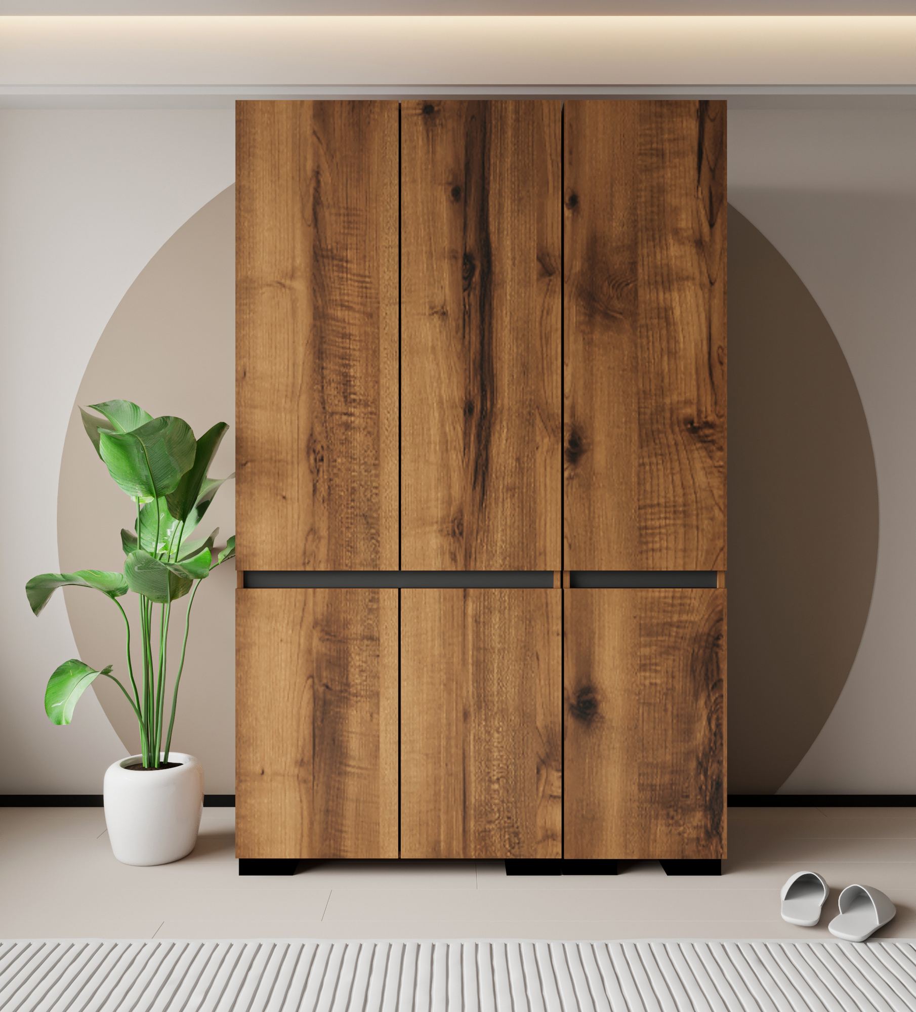 Dulap Hanah Home, PAL melaminat, 135 x 52 x 210 cm, nuc/antracit, 469ORN1122 — imaginea 2