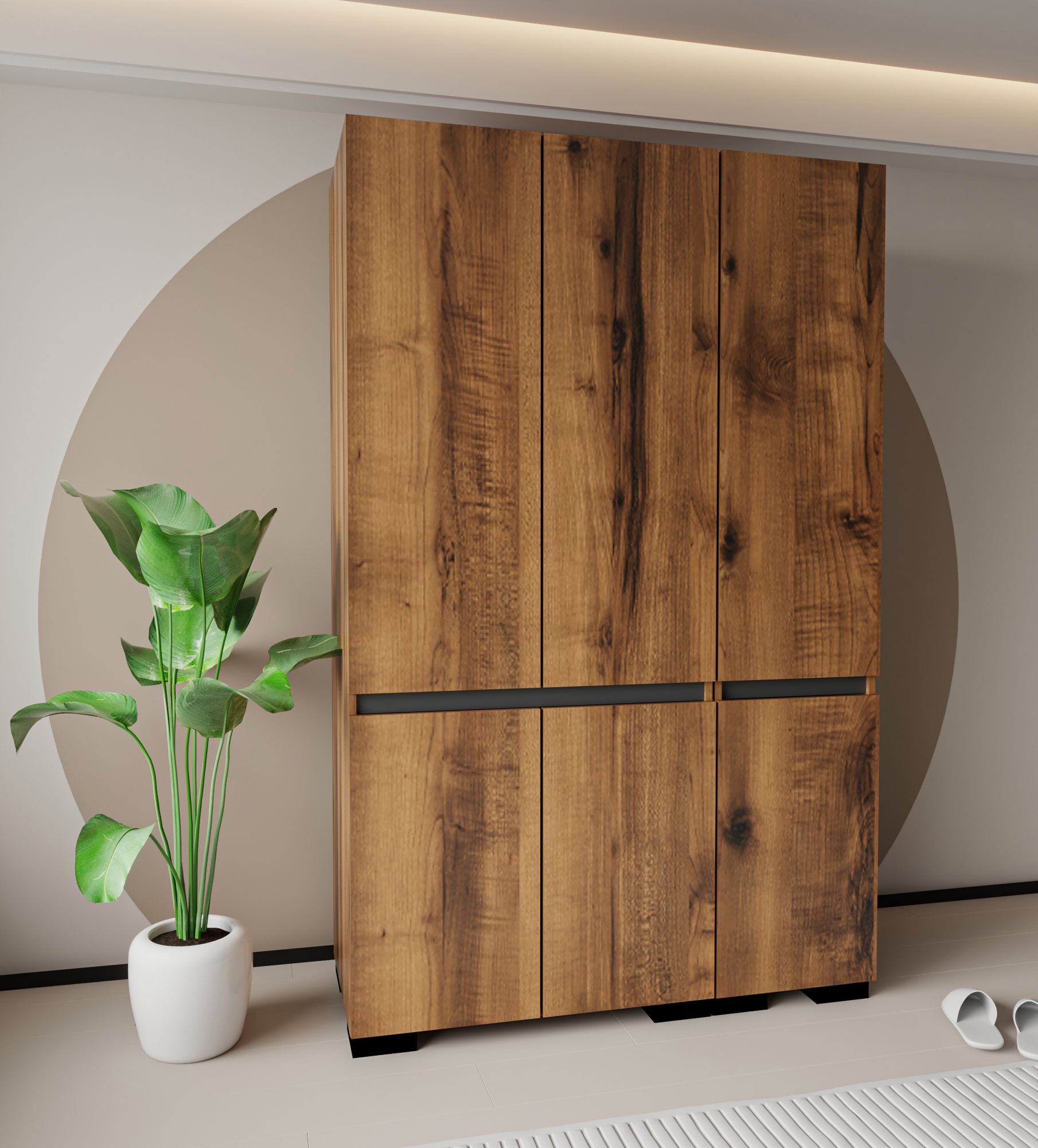 Dulap Hanah Home, PAL melaminat, 135 x 52 x 210 cm, nuc/antracit, 469ORN1122 — imaginea 3