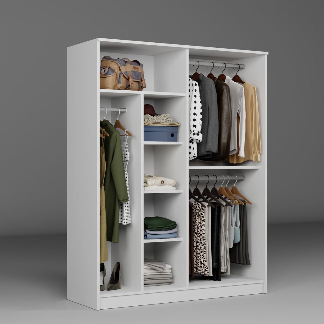 Dulap Hanah Home, PAL melaminat, 140 x 51.8 x 180 cm, alb, 350MWD1139 — imaginea 7
