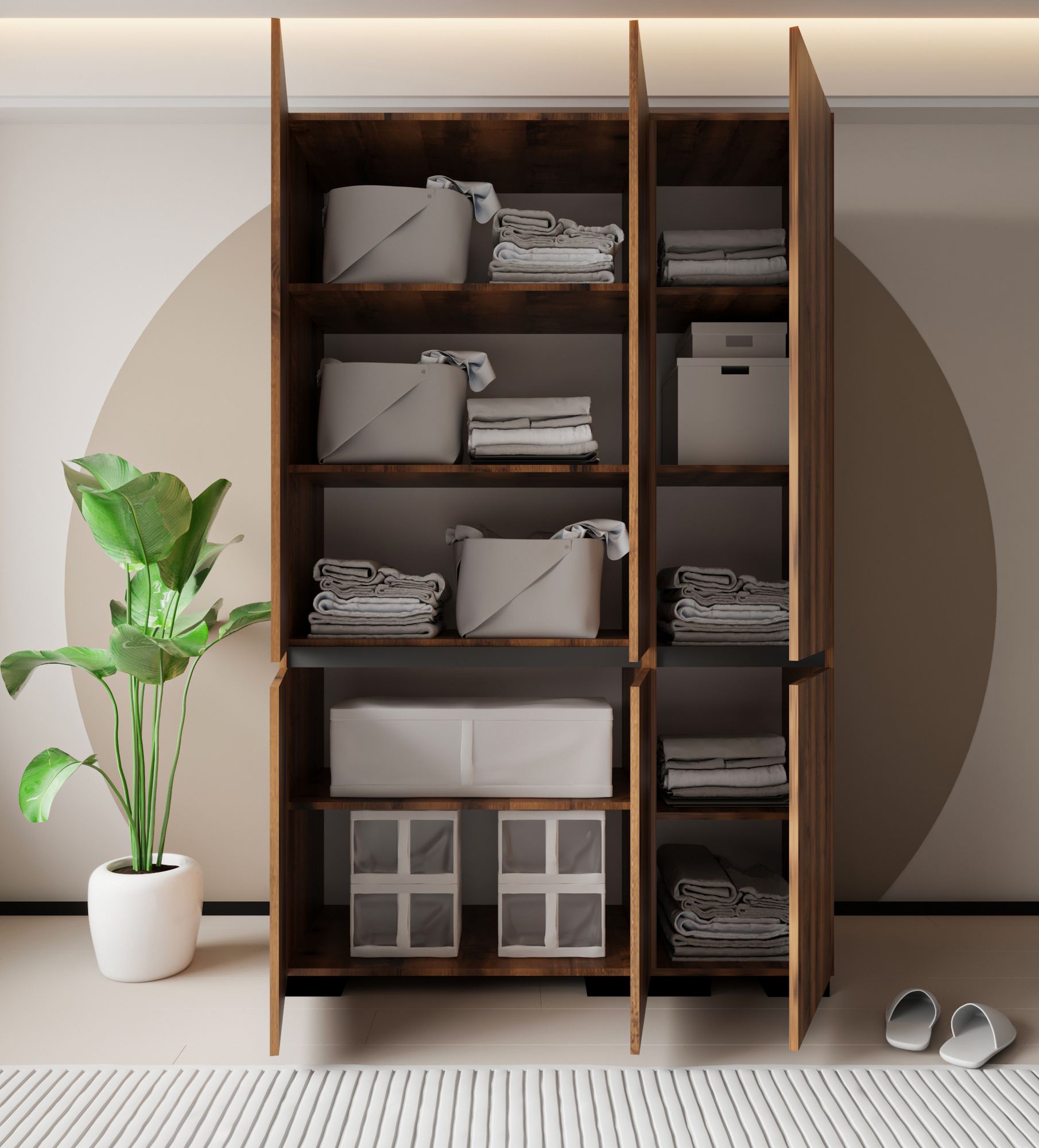 Dulap Hanah Home, PAL melaminat, 135 x 52 x 210 cm, nuc/antracit, 469ORN1122 — imaginea 4
