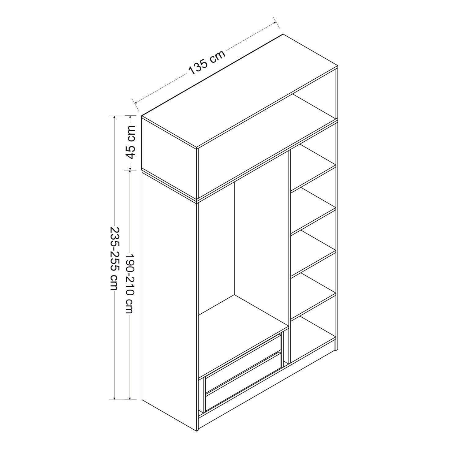 Dulap Hanah Home, PAL melaminat, 135 x 52 x 255 cm, dore, 506MNR2422 — imaginea 4