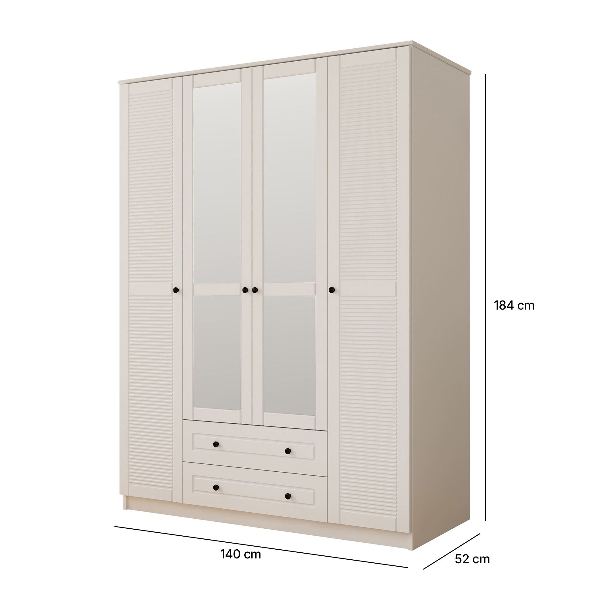 Dulap Hanah Home, PAL melaminat, 140 x 52 x 184 cm, alb mat, 167RAB1144 — imaginea 5