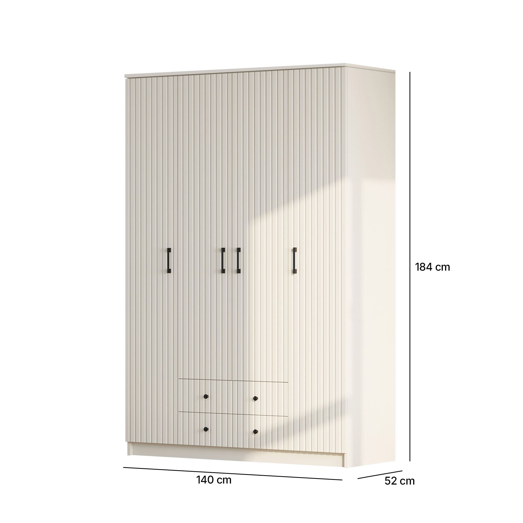 Dulap Hanah Home, PAL melaminat, 140 x 52 x 184 cm, alb mat, 167RAB1158 — imaginea 5