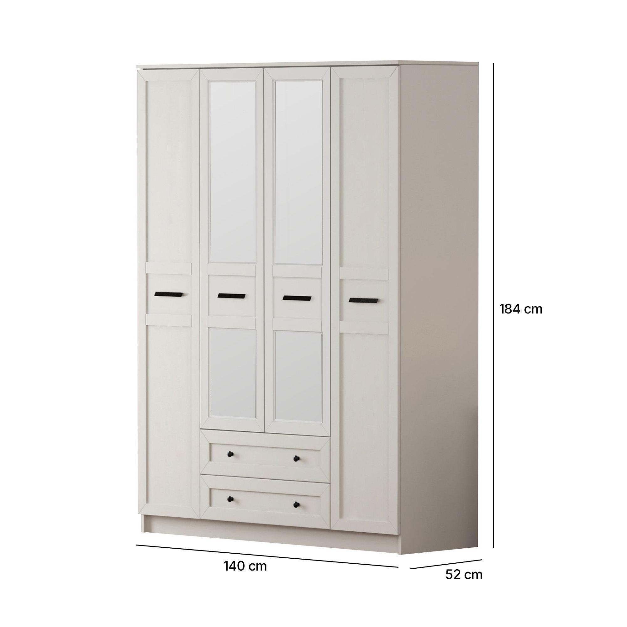 Dulap Hanah Home, PAL melaminat, 140 x 52 x 184 cm, alb mat, 167RAB1168 — imaginea 4