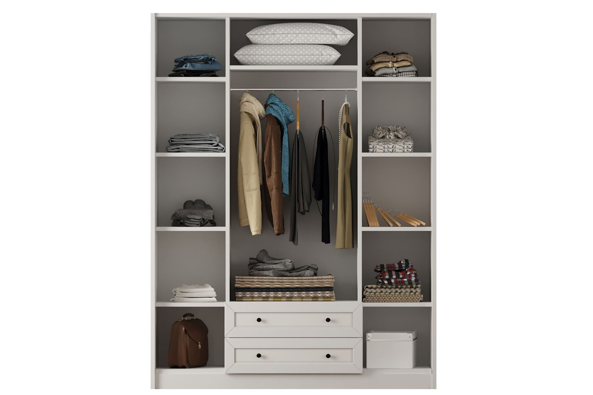 Dulap Hanah Home, PAL melaminat, 140 x 52 x 184 cm, alb mat, 167RAB1168 — imaginea 5