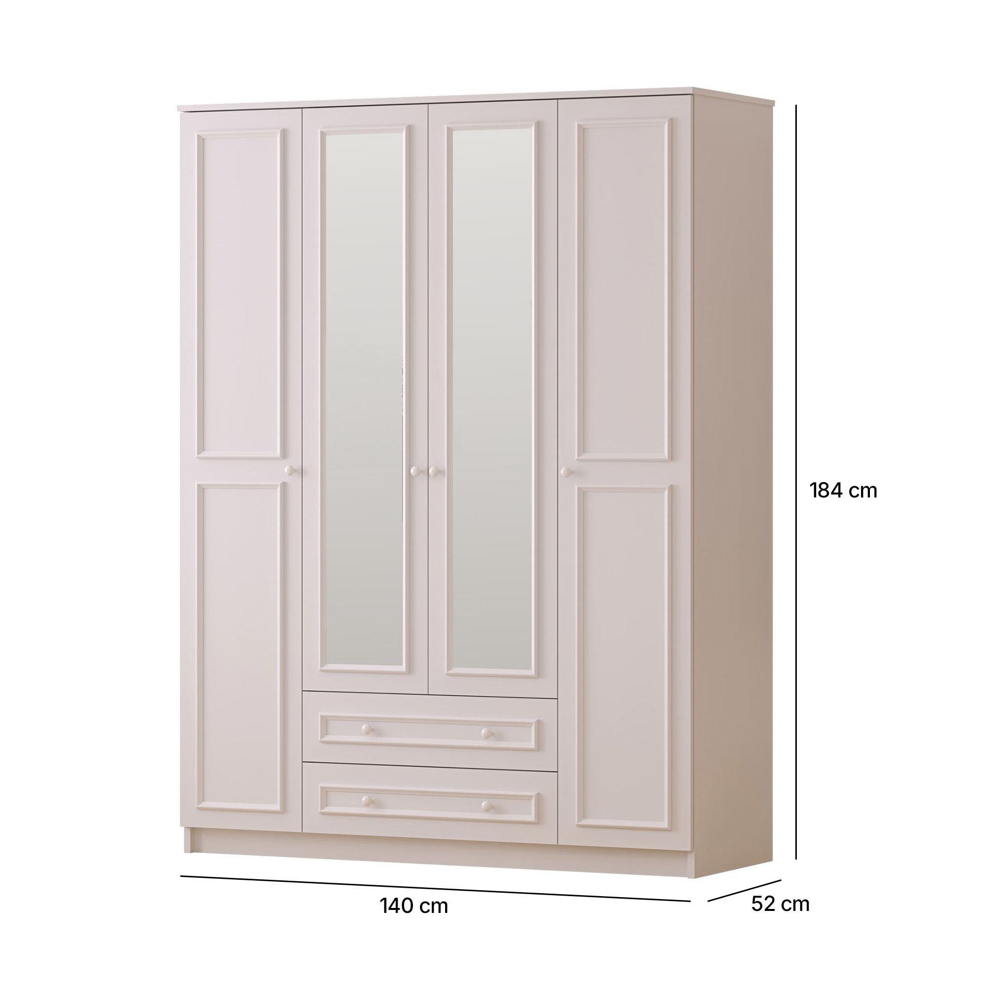 Dulap Hanah Home, PAL melaminat, 140 x 52 x 184 cm, alb mat, 167RAB1165 — imaginea 4