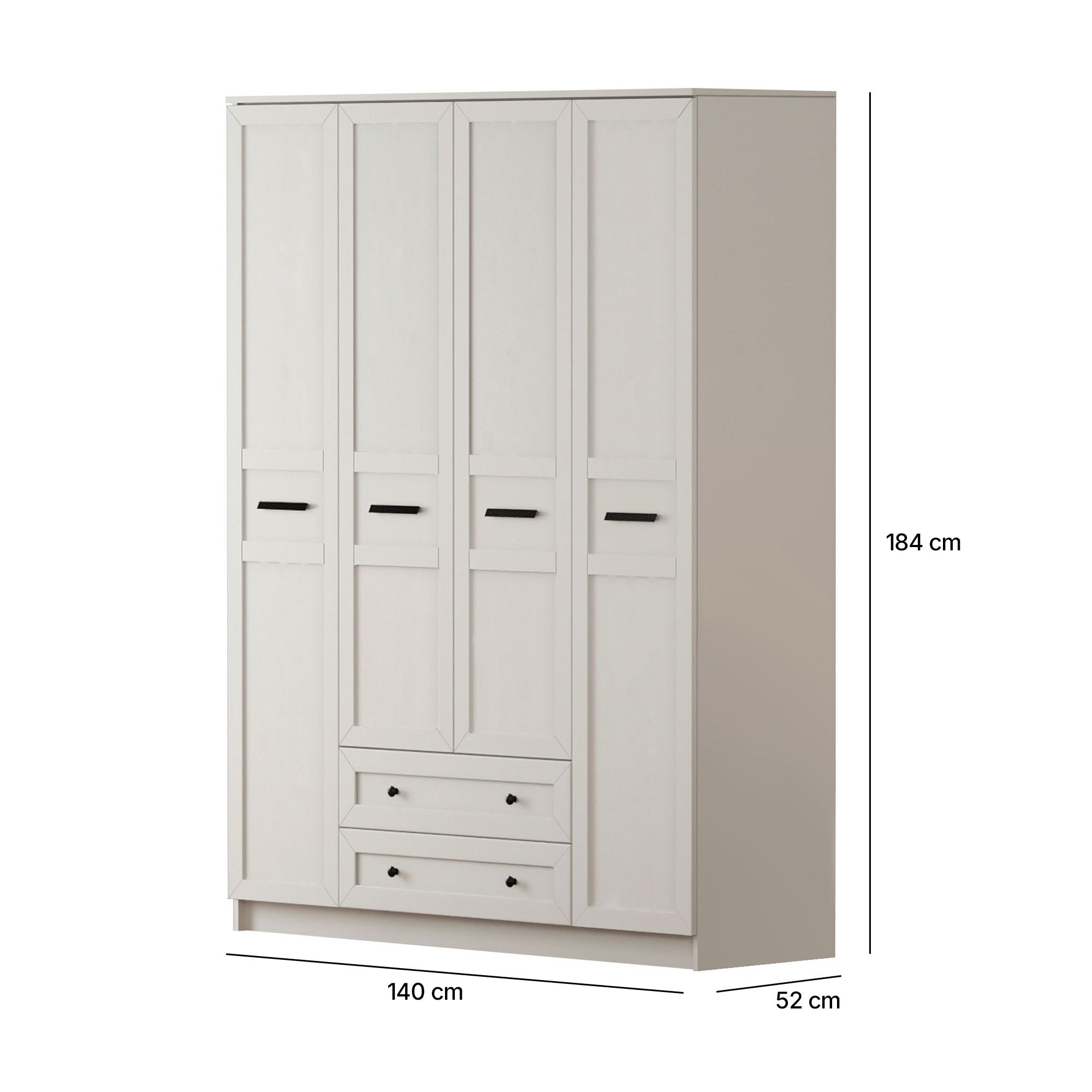 Dulap Hanah Home, PAL melaminat, 140 x 52 x 184 cm, alb mat, 167RAB1170 — imaginea 3