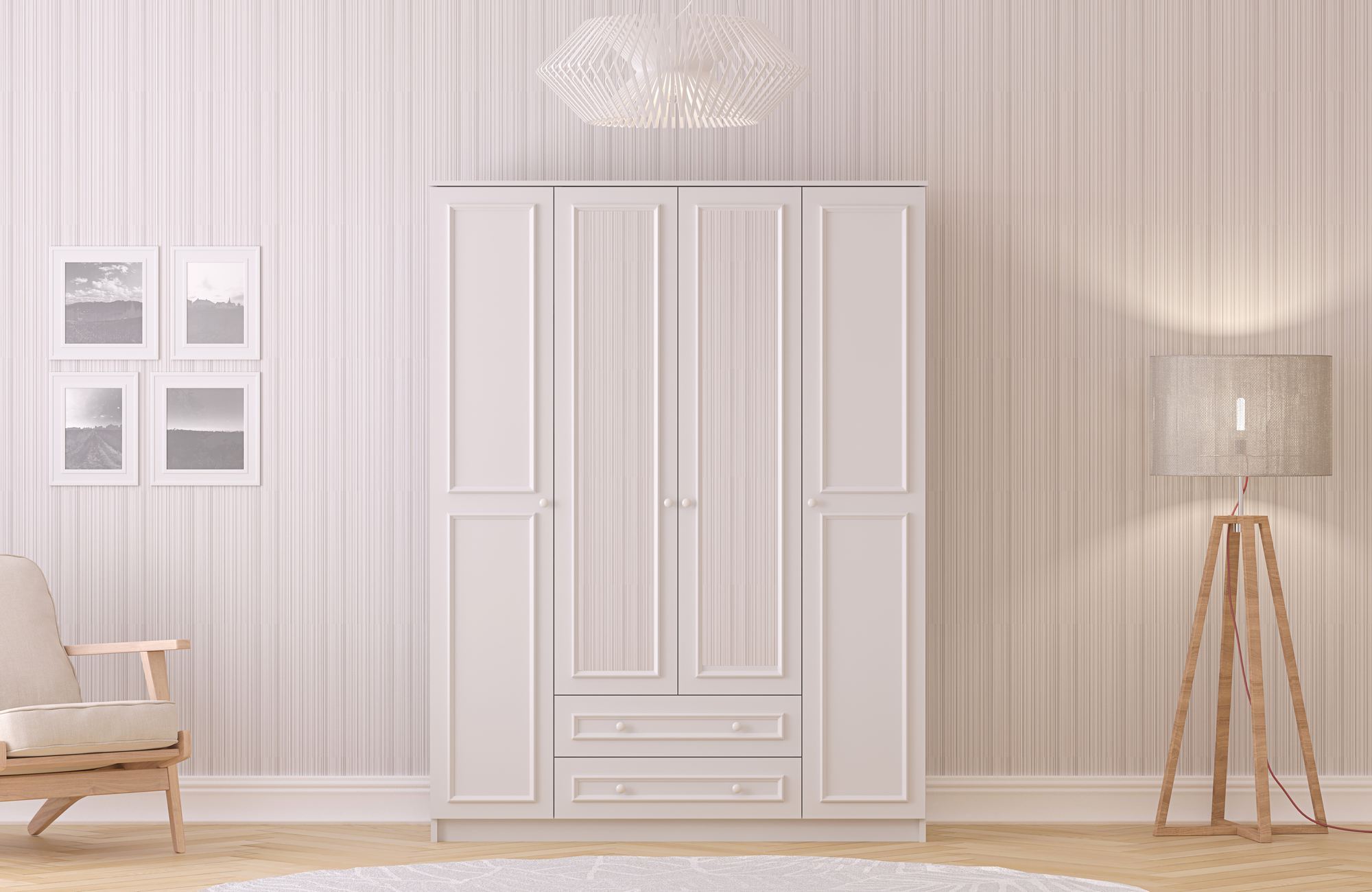Dulap Hanah Home, PAL melaminat, 140 x 52 x 184 cm, alb mat, 167RAB1165 — imaginea 6
