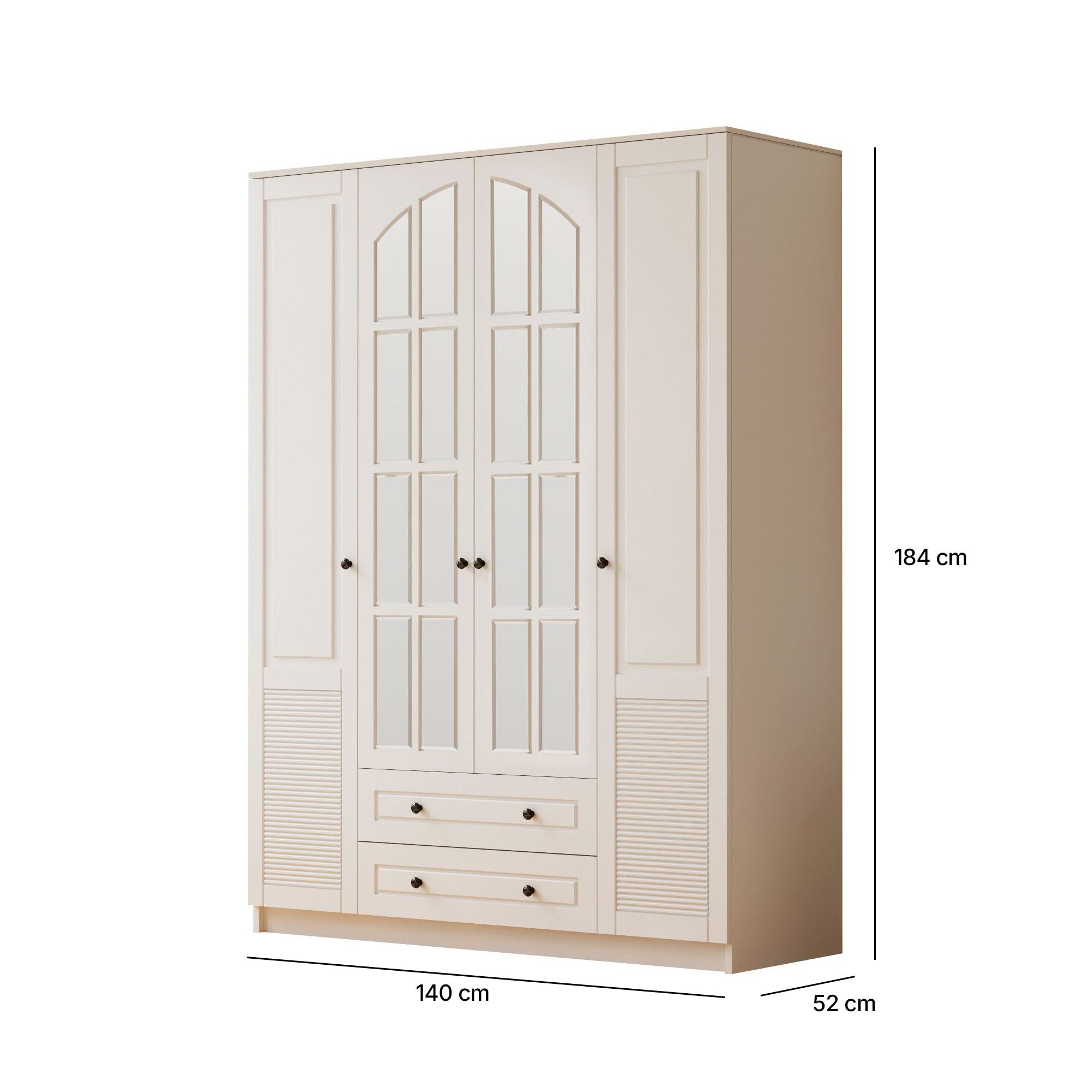 Dulap Hanah Home, PAL melaminat, 140 x 52 x 184 cm, alb mat, 167RAB1161 — imaginea 3