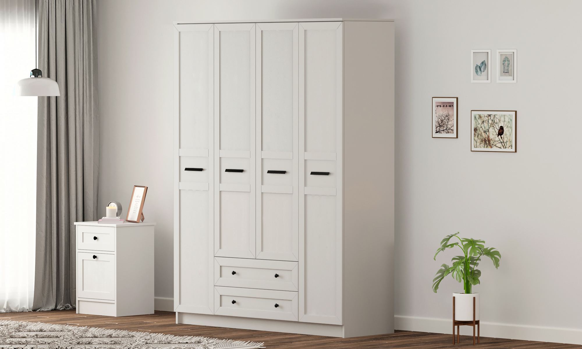 Dulap Hanah Home, PAL melaminat, 140 x 52 x 210 cm, alb mat, 167RAB1171 — imaginea 4