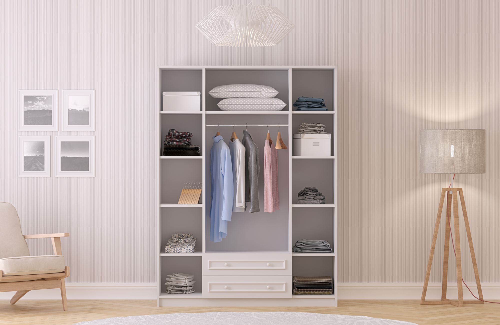Dulap Hanah Home, PAL melaminat, 140 x 52 x 210 cm, alb mat, 167RAB1166 — imaginea 4
