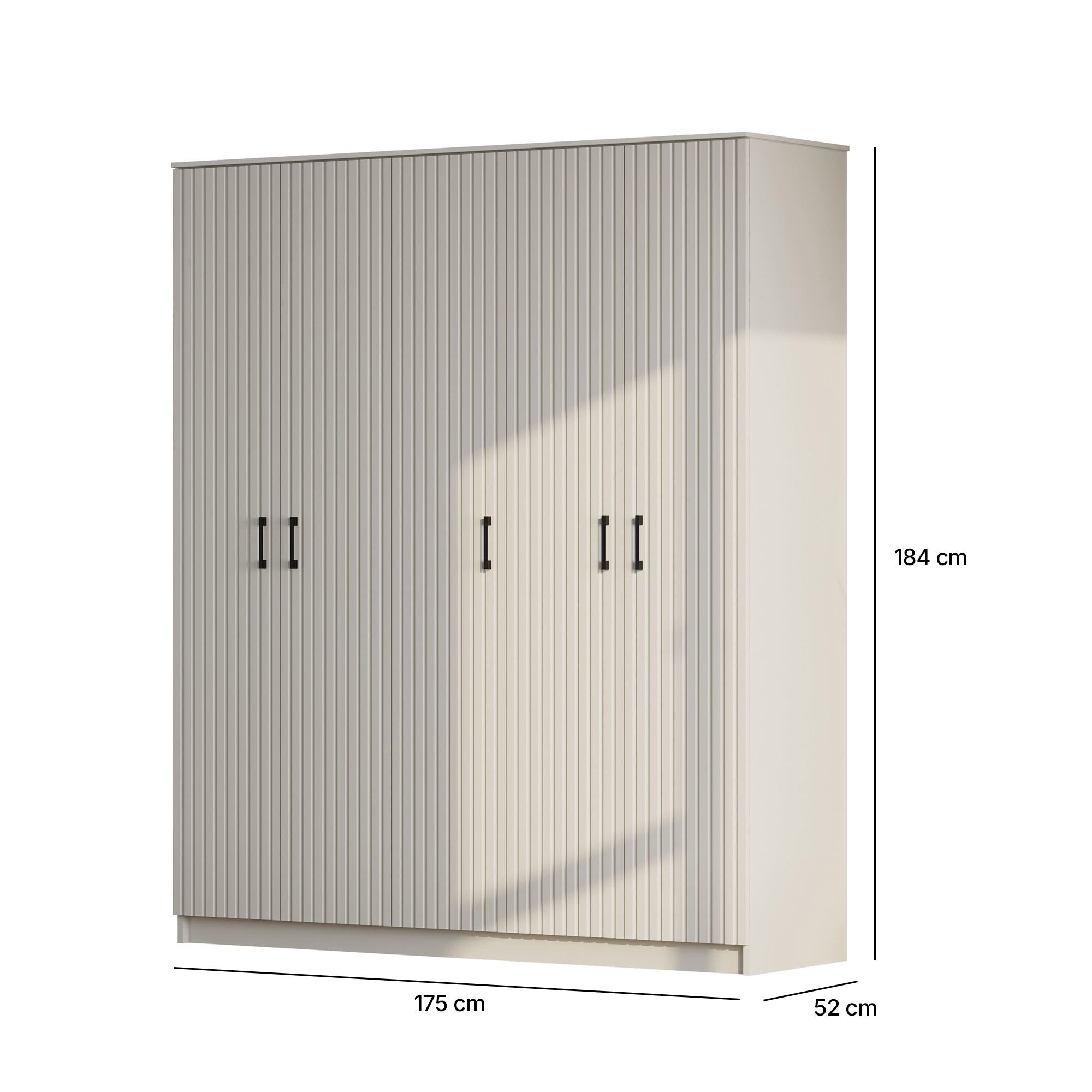 Dulap Hanah Home, PAL melaminat, 175 x 52 x 184 cm, alb mat, 167RAB1159 — imaginea 3