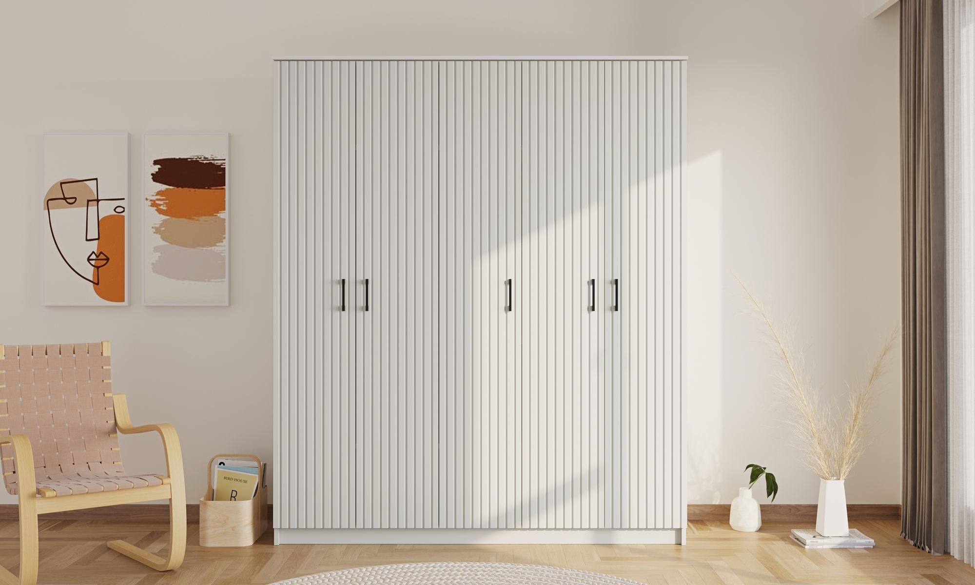 Dulap Hanah Home, PAL melaminat, 175 x 52 x 210 cm, alb mat, 167RAB1160 — imaginea 5