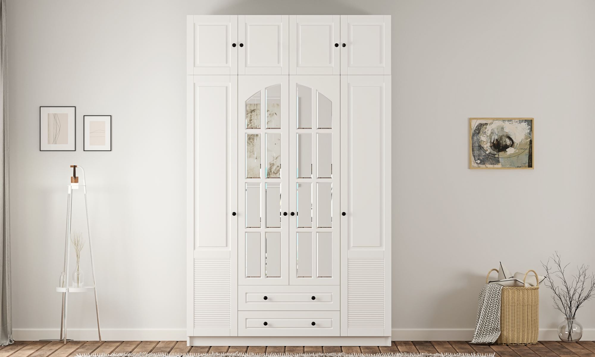 Dulap Hanah Home, PAL melaminat, 140 x 52 x 210 cm, alb mat, 167RAB1209 — imaginea 5