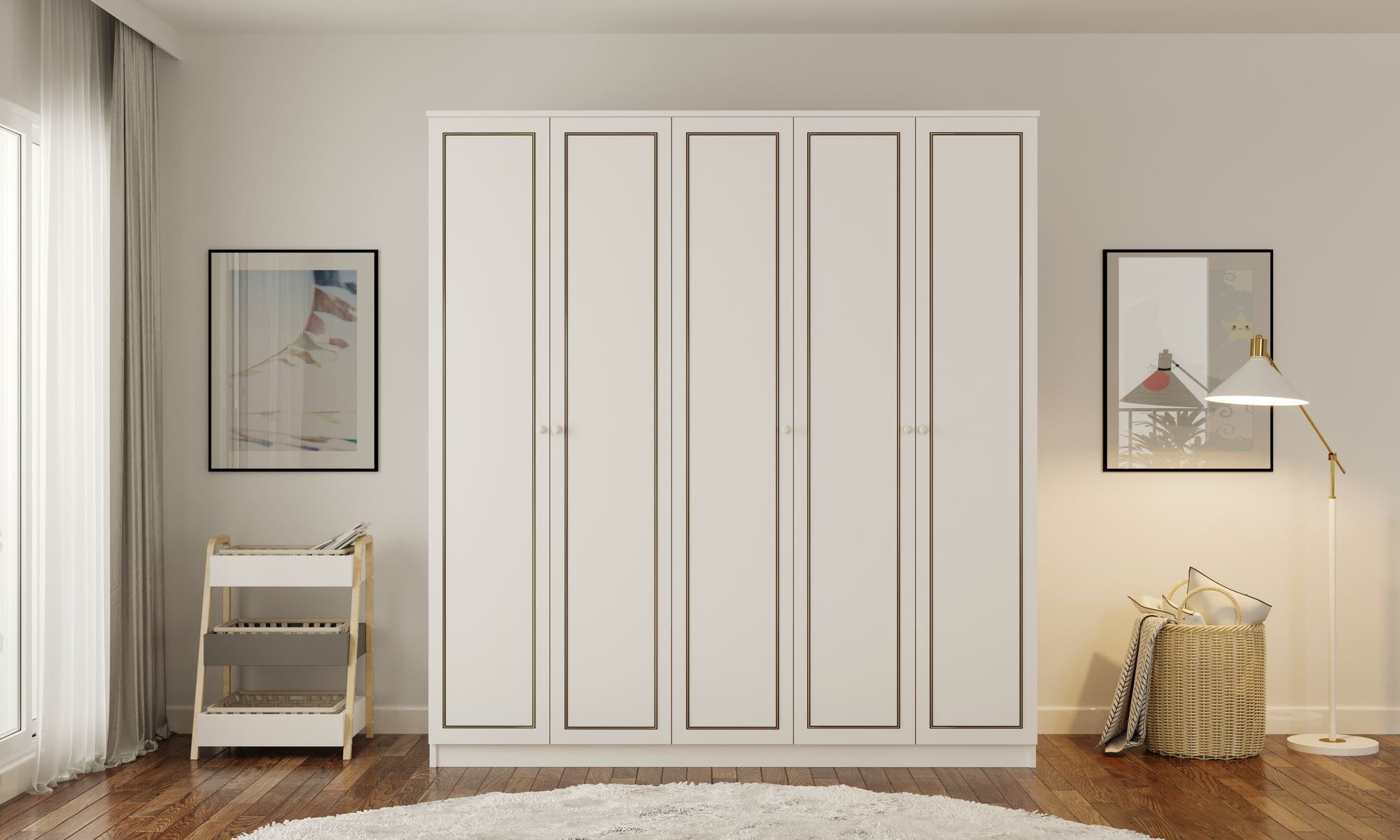 Dulap Hanah Home, PAL melaminat, 175 x 52 x 180 cm, alb mat, 167RAB1155 — imaginea 2
