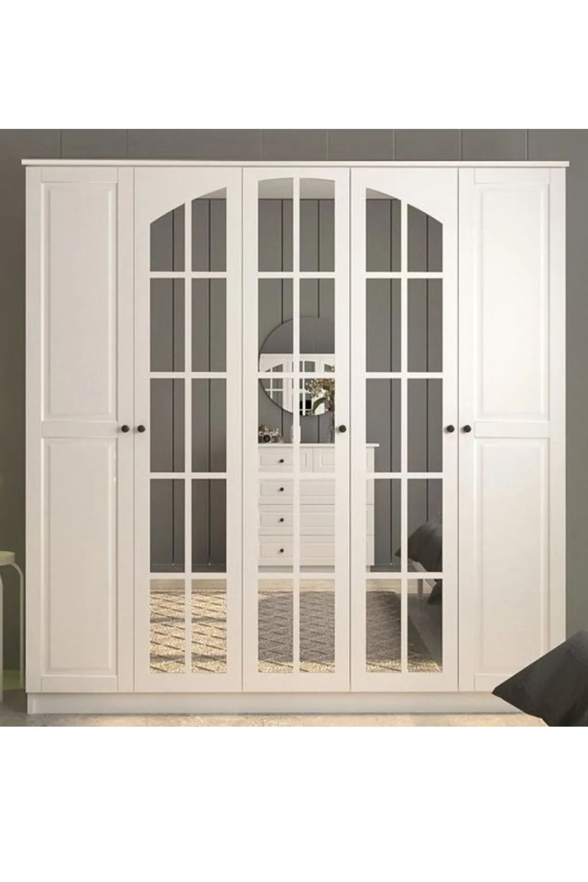 Dulap Hanah Home, PAL melaminat, 175 x 52 x 210 cm, alb mat, 167RAB1140 — imaginea 2