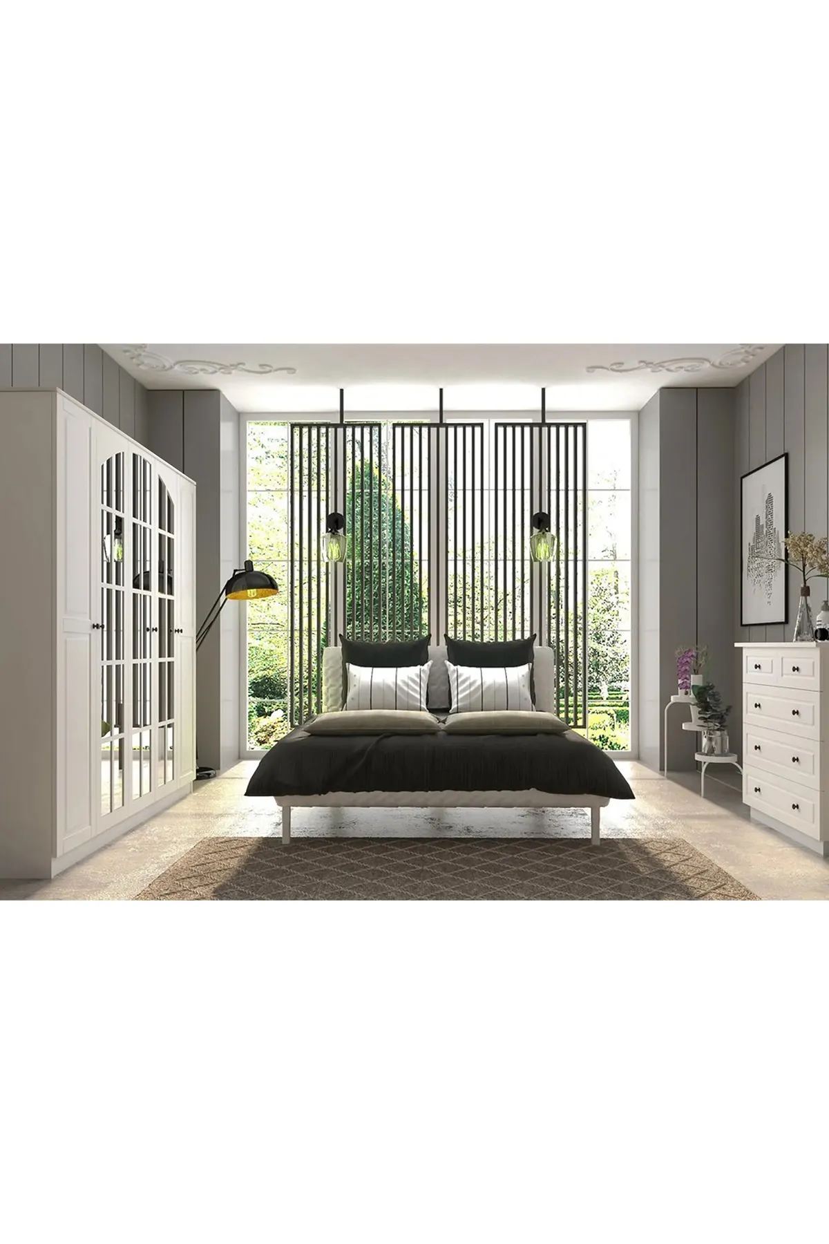 Dulap Hanah Home, PAL melaminat, 175 x 52 x 210 cm, alb mat, 167RAB1140 — imaginea 4
