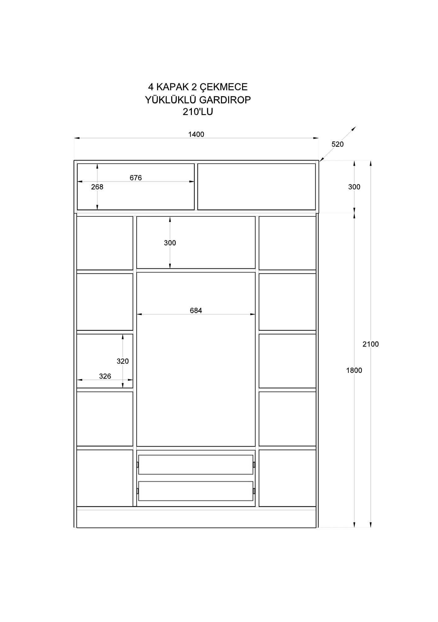 Dulap Hanah Home, PAL melaminat, 140 x 52 x 210 cm, alb mat, 167RAB1205 — imaginea 3