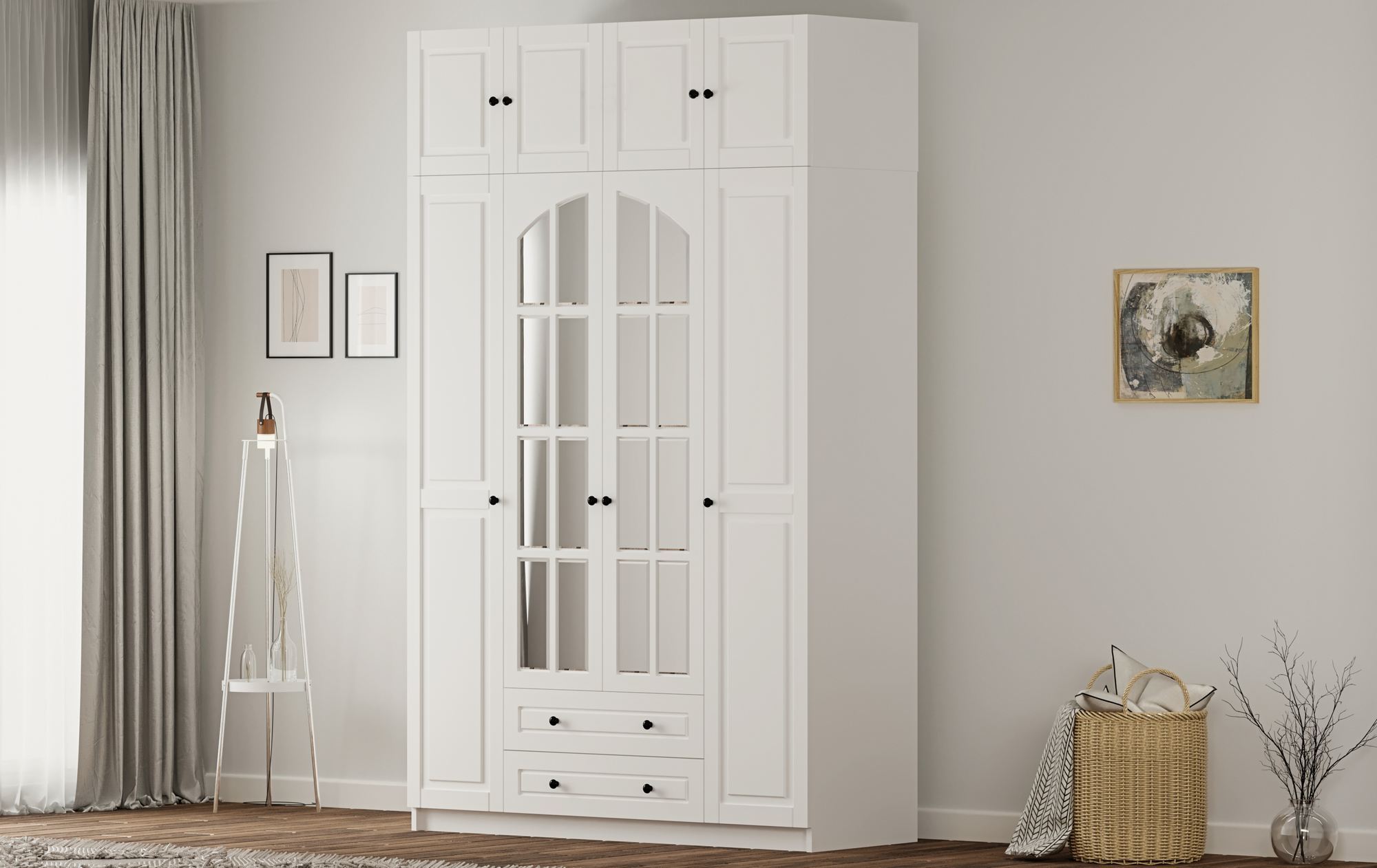 Dulap Hanah Home, PAL melaminat, 140 x 52 x 240 cm, alb mat, 167RAB1204 — imaginea 3