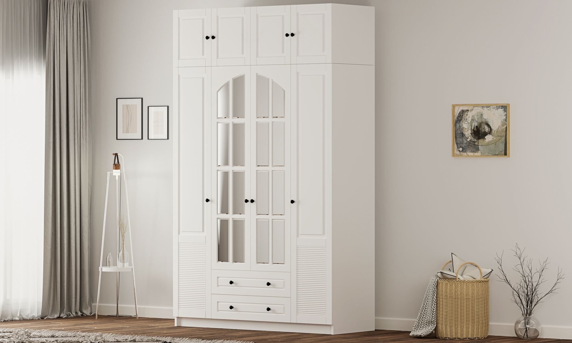 Dulap Hanah Home, PAL melaminat, 140 x 52 x 240 cm, alb mat, 167RAB1208 — imaginea 2