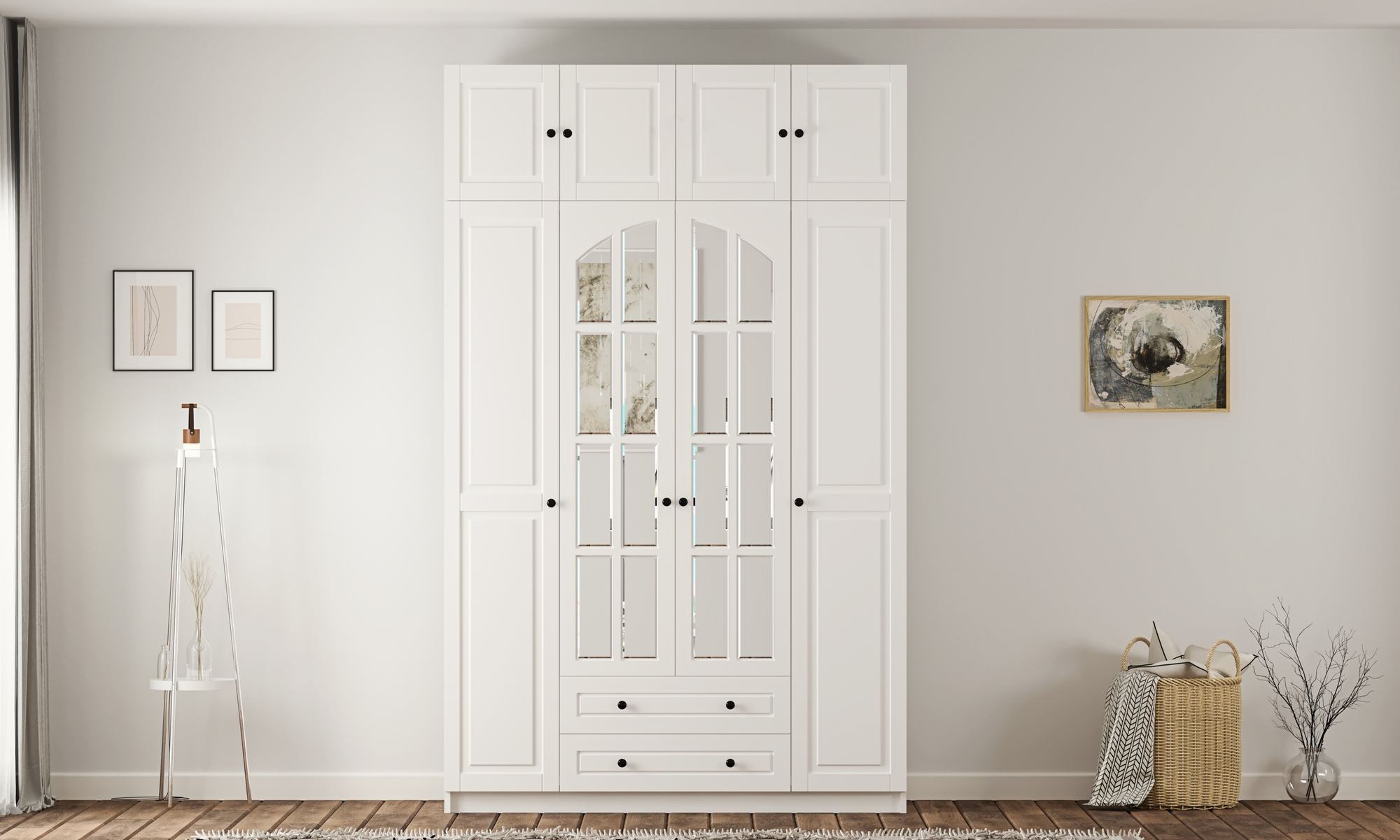 Dulap Hanah Home, PAL melaminat, 140 x 52 x 240 cm, alb mat, 167RAB1204 — imaginea 4