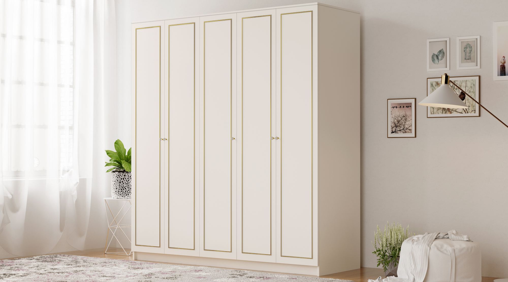 Dulap Hanah Home, PAL melaminat, 175 x 52 x 180 cm, alb mat, 167RAB1151 — imaginea 2