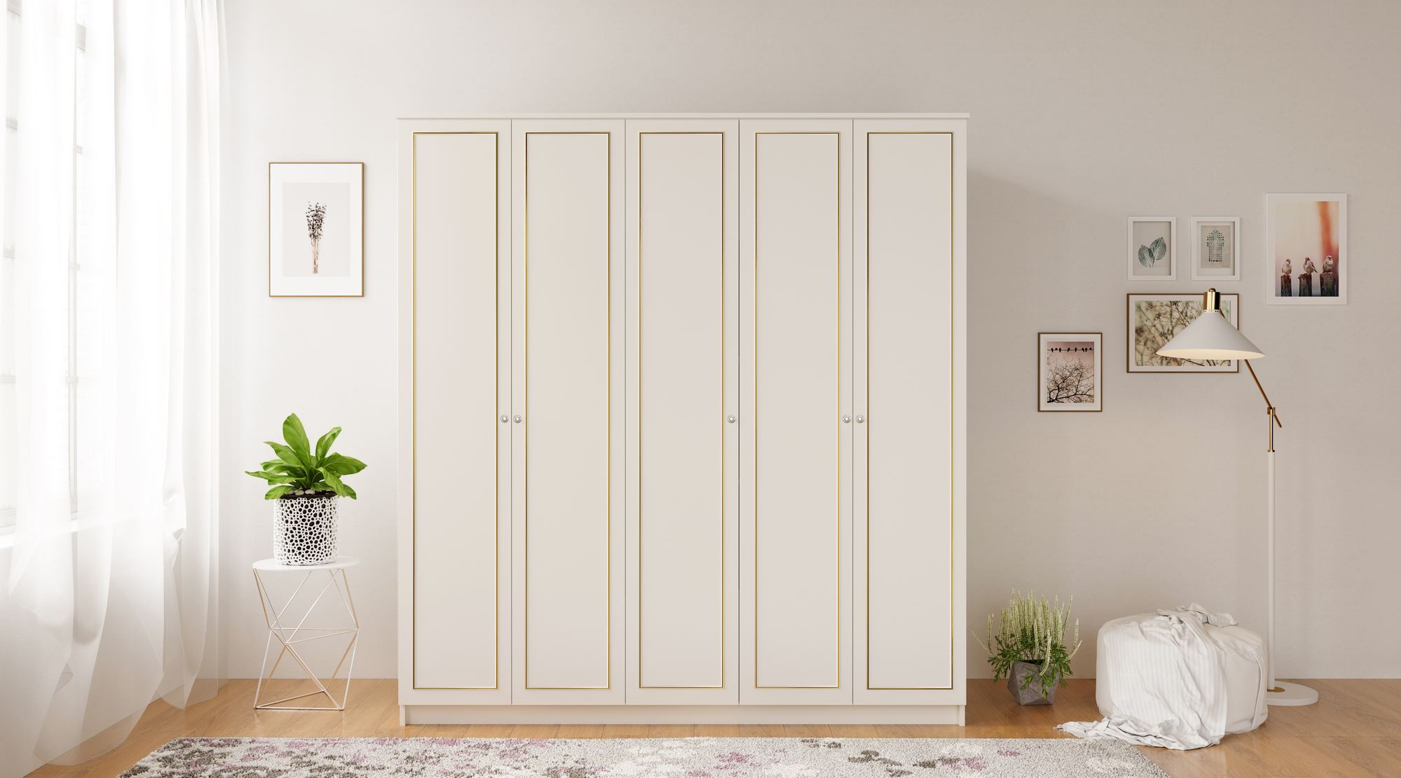 Dulap Hanah Home, PAL melaminat, 175 x 52 x 180 cm, alb mat, 167RAB1151 — imaginea 5