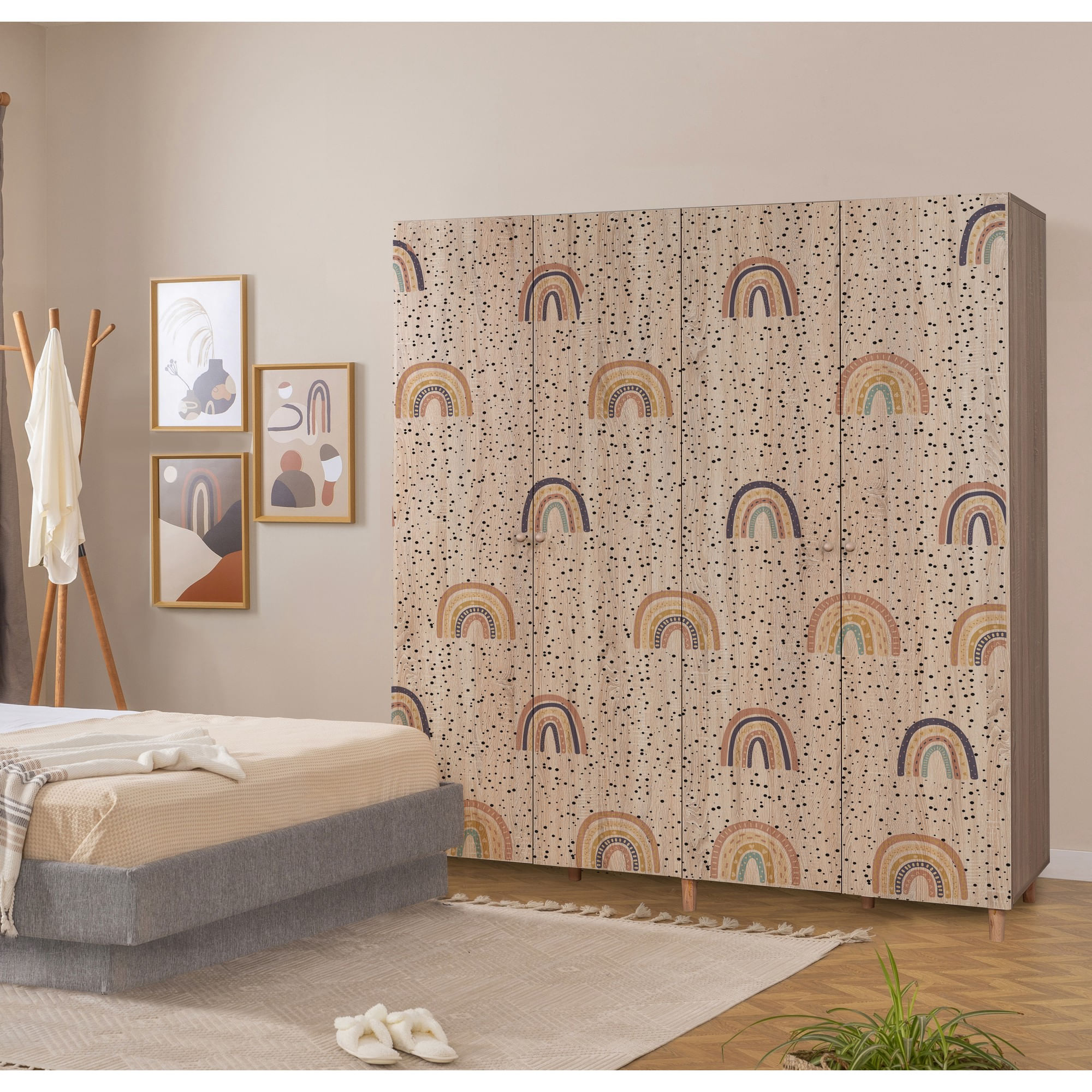Dulap Hanah Home, PAL melaminat, 180 x 52 x 192 cm, stejar sonoma, lemn masiv, 869VEL8691 — imaginea 2