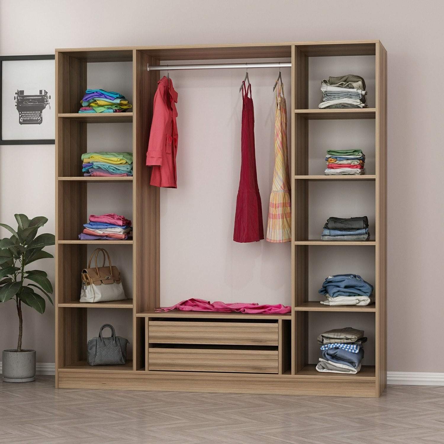 Dulap Hanah Home, PAL melaminat, 180 x 52 x 190 cm, dore, 506MNR2485 — imaginea 5