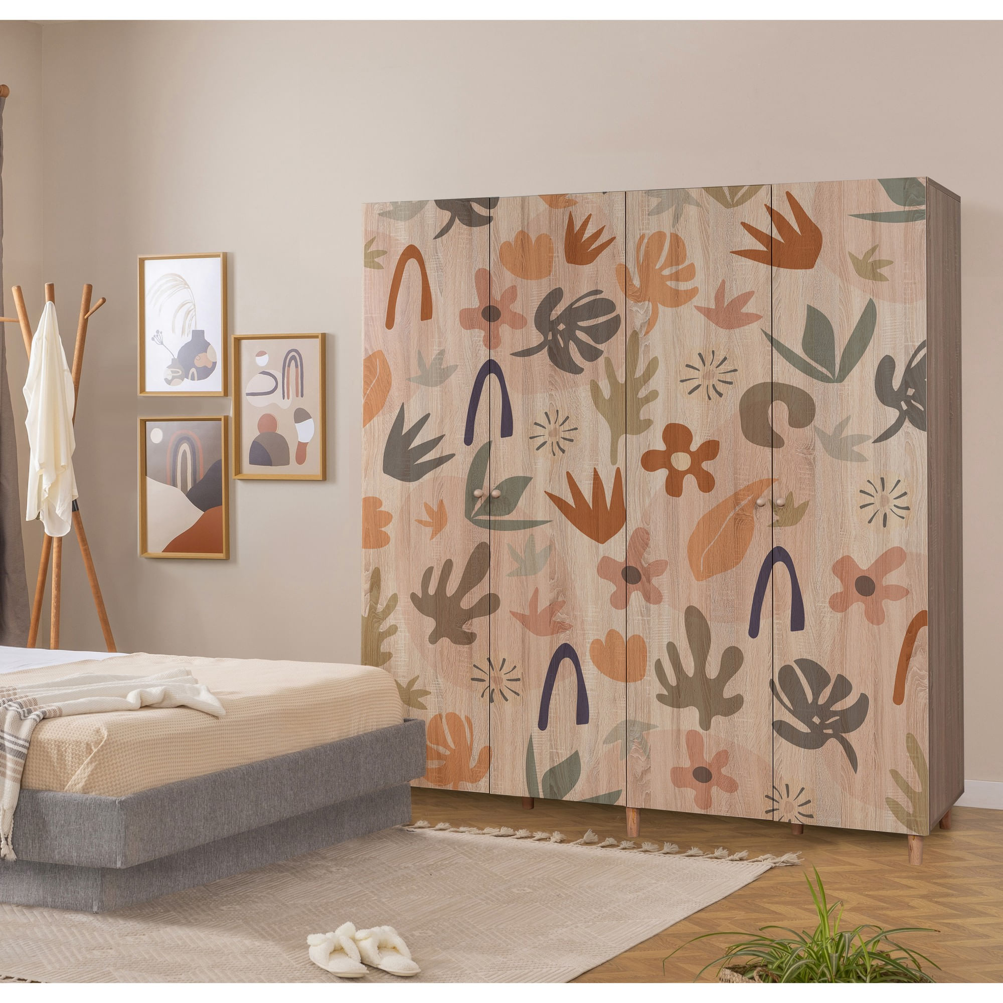 Dulap Hanah Home, PAL melaminat, 180 x 52 x 192 cm, stejar sonoma, lemn masiv, 869VEL8687 — imaginea 4