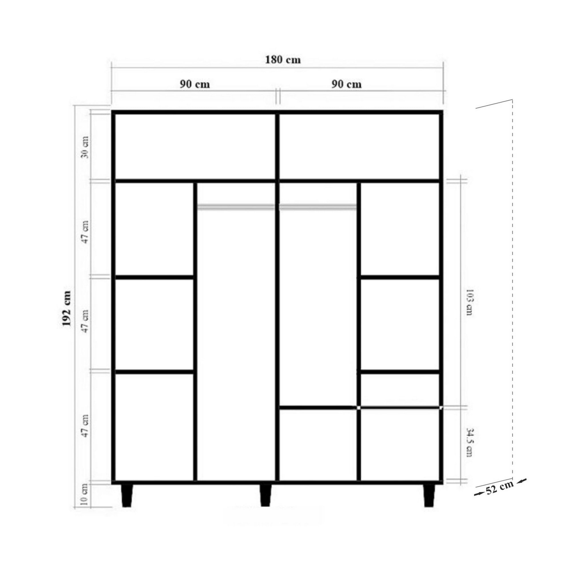 Dulap Hanah Home, PAL melaminat, 180 x 52 x 192 cm, stejar sonoma, lemn masiv, 869VEL8697 — imaginea 2