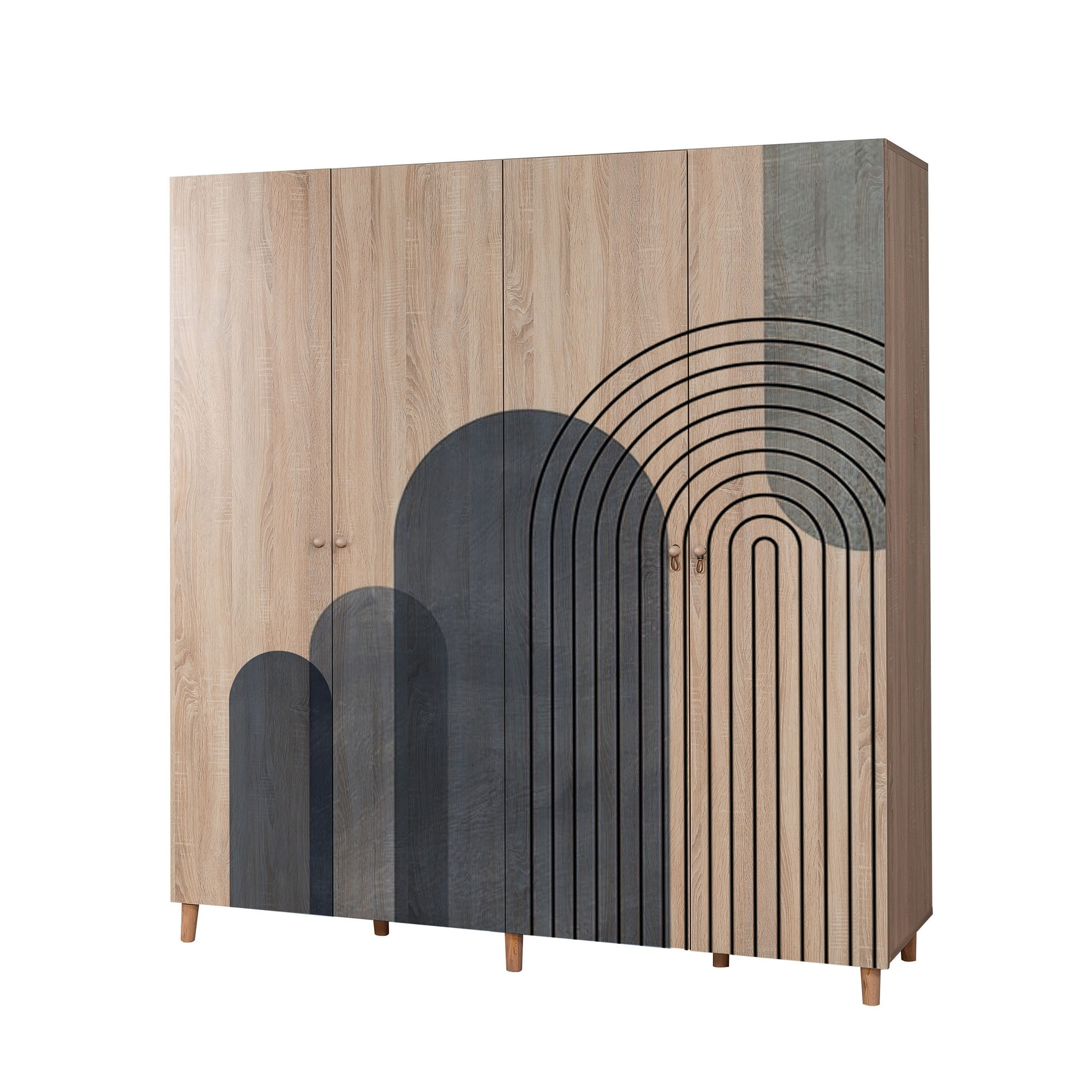 Dulap Hanah Home, PAL melaminat, 180 x 52 x 192 cm, stejar sonoma, lemn masiv, 869VEL8697 — imaginea 4