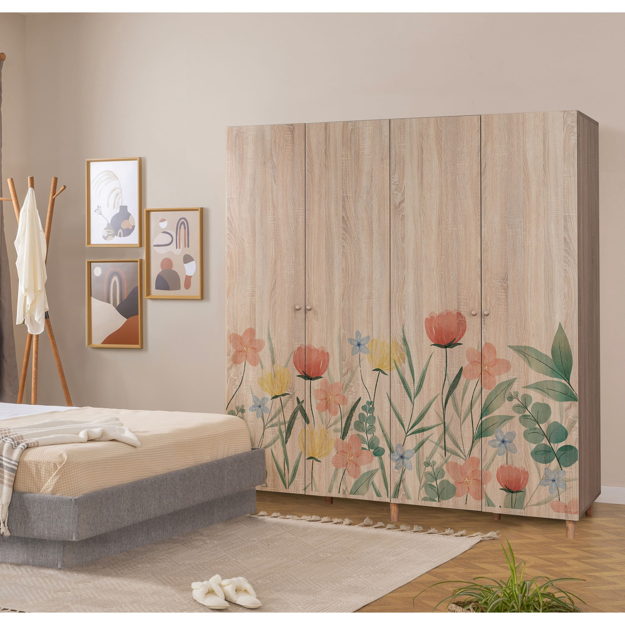 Dulap Hanah Home, PAL melaminat, 180 x 52 x 192 cm, stejar sonoma, lemn masiv, 869VEL8692 — imaginea 3