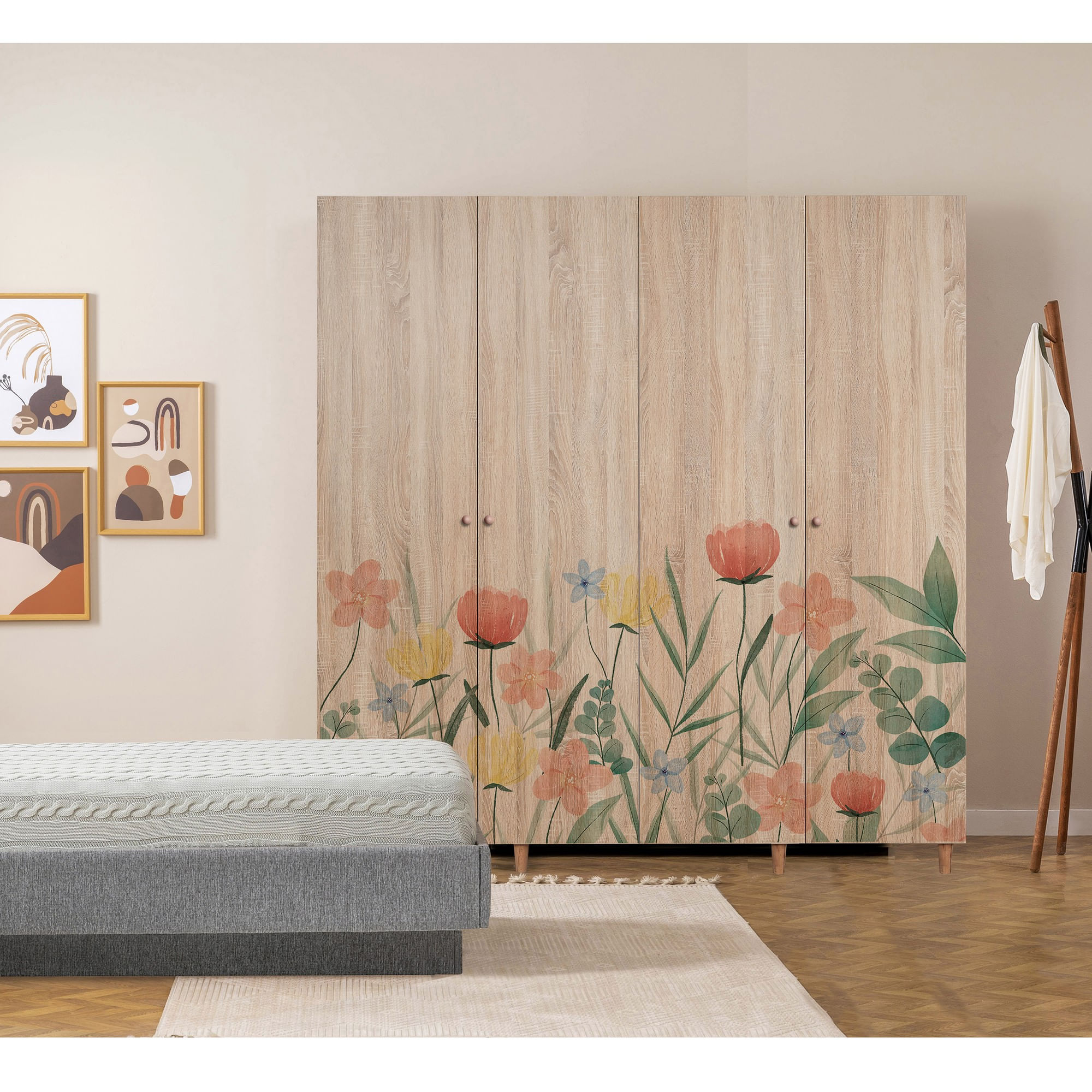 Dulap Hanah Home, PAL melaminat, 180 x 52 x 192 cm, stejar sonoma, lemn masiv, 869VEL8692 — imaginea 4