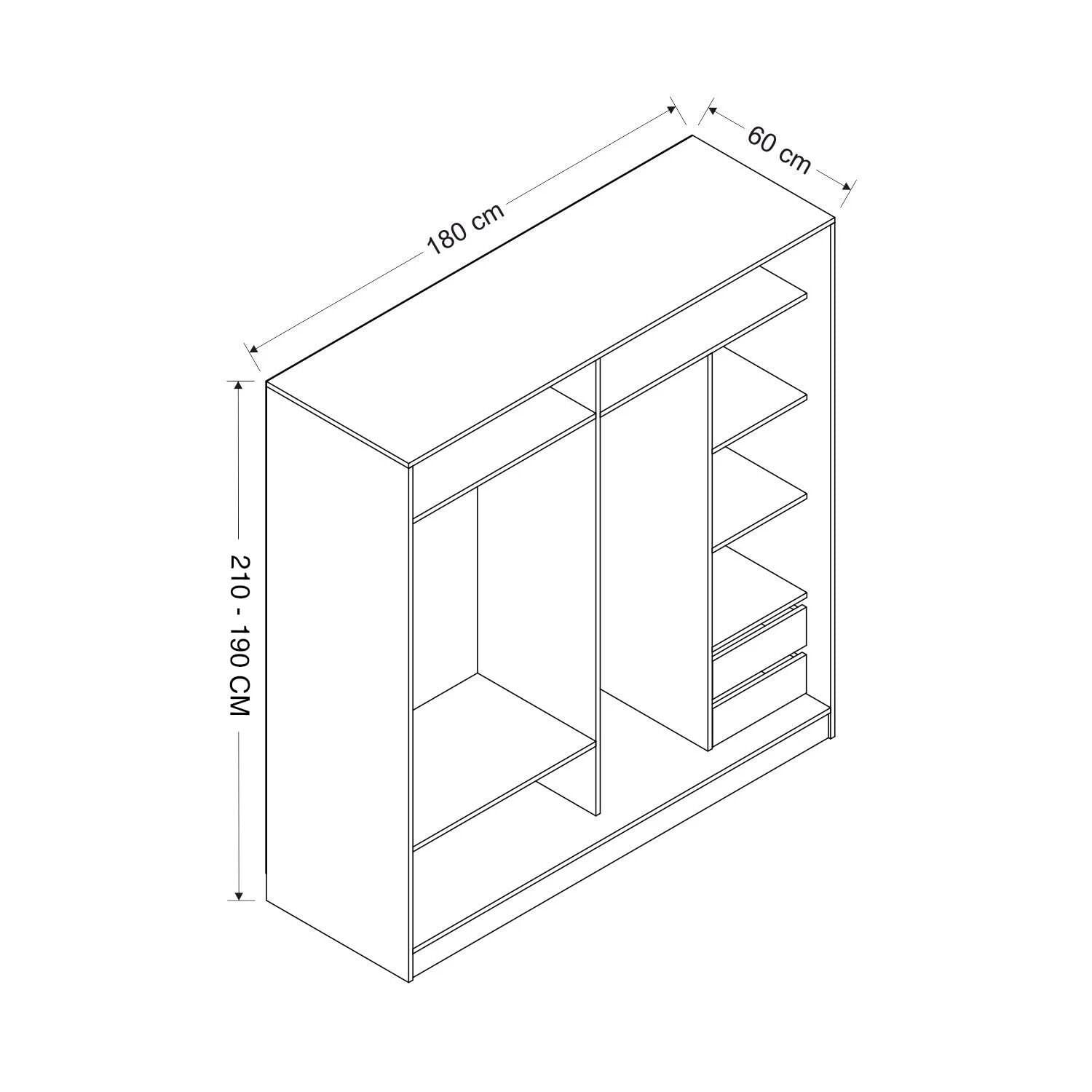Dulap Hanah Home, PAL melaminat, 180 x 52 x 190 cm, dore/alb, 506MNR2631 — imaginea 4