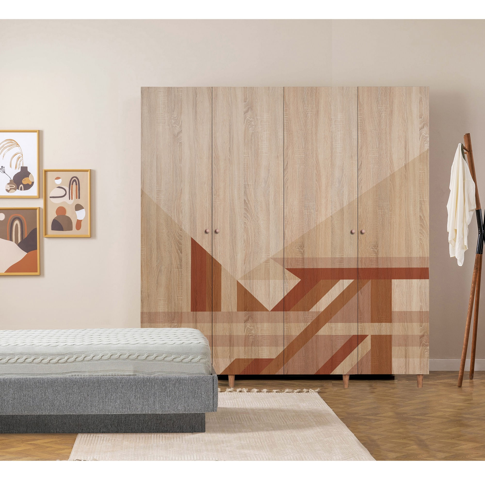Dulap Hanah Home, PAL melaminat, 180 x 52 x 192 cm, stejar sonoma, lemn masiv, 869VEL8689 — imaginea 4